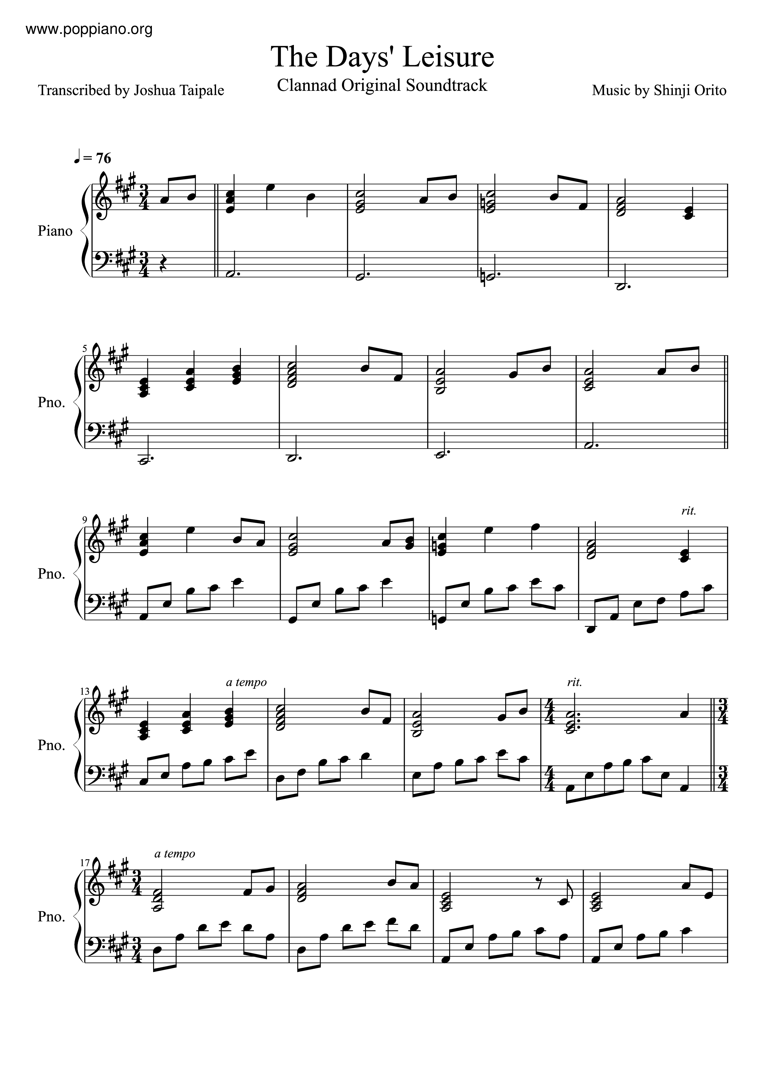 Toki Wo Kizamu Uta Piano Arrangement, PDF, Leisure