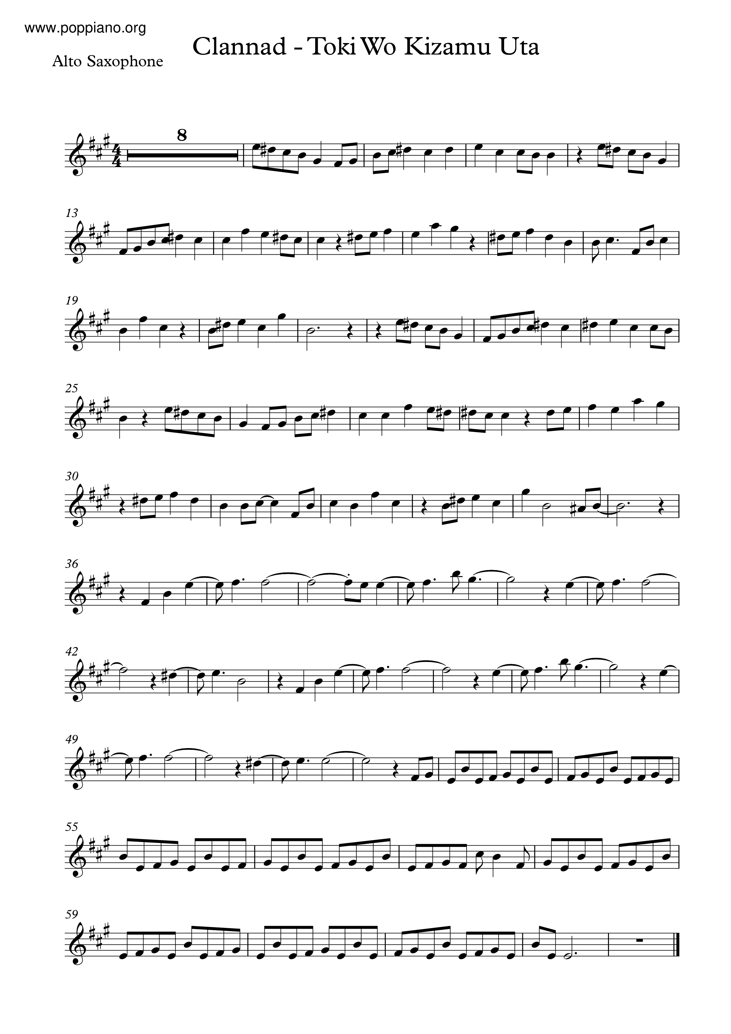 ☆ Clannad After Story-Toki Wo Kizamu Uta Sheet Music pdf, - Free