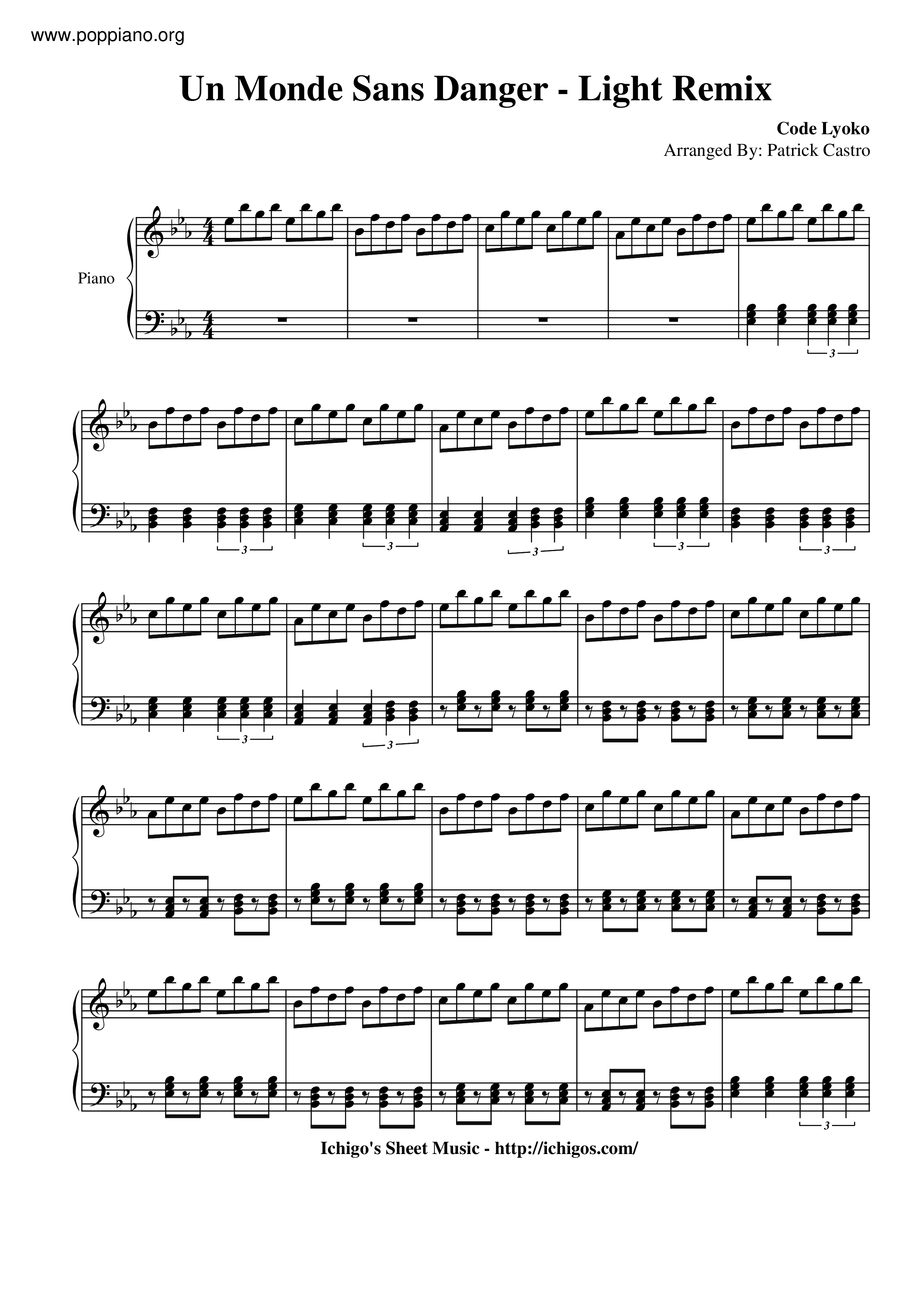 Un Monde Sans Danger Light Remix Score
