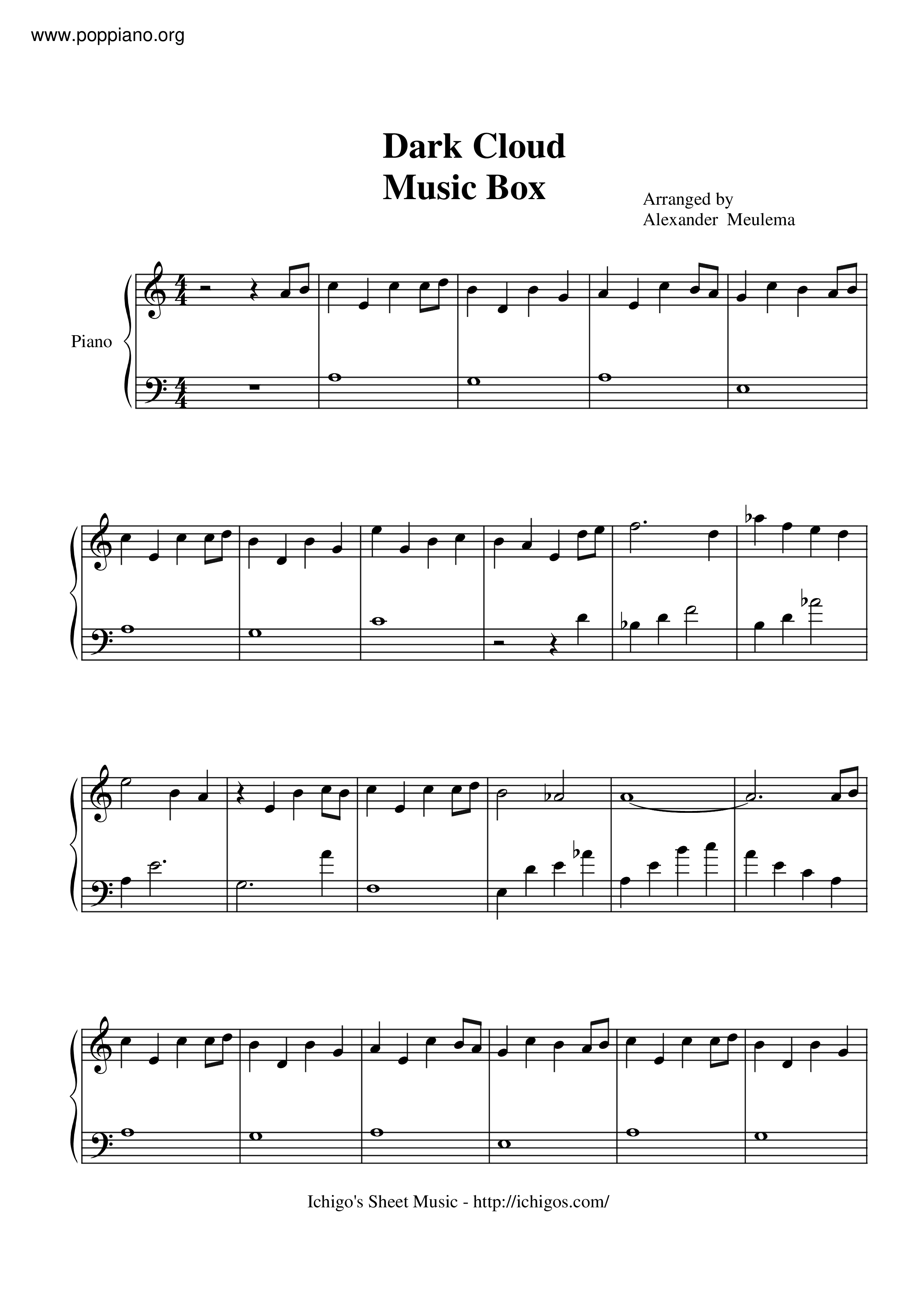 Music Boxピアノ譜