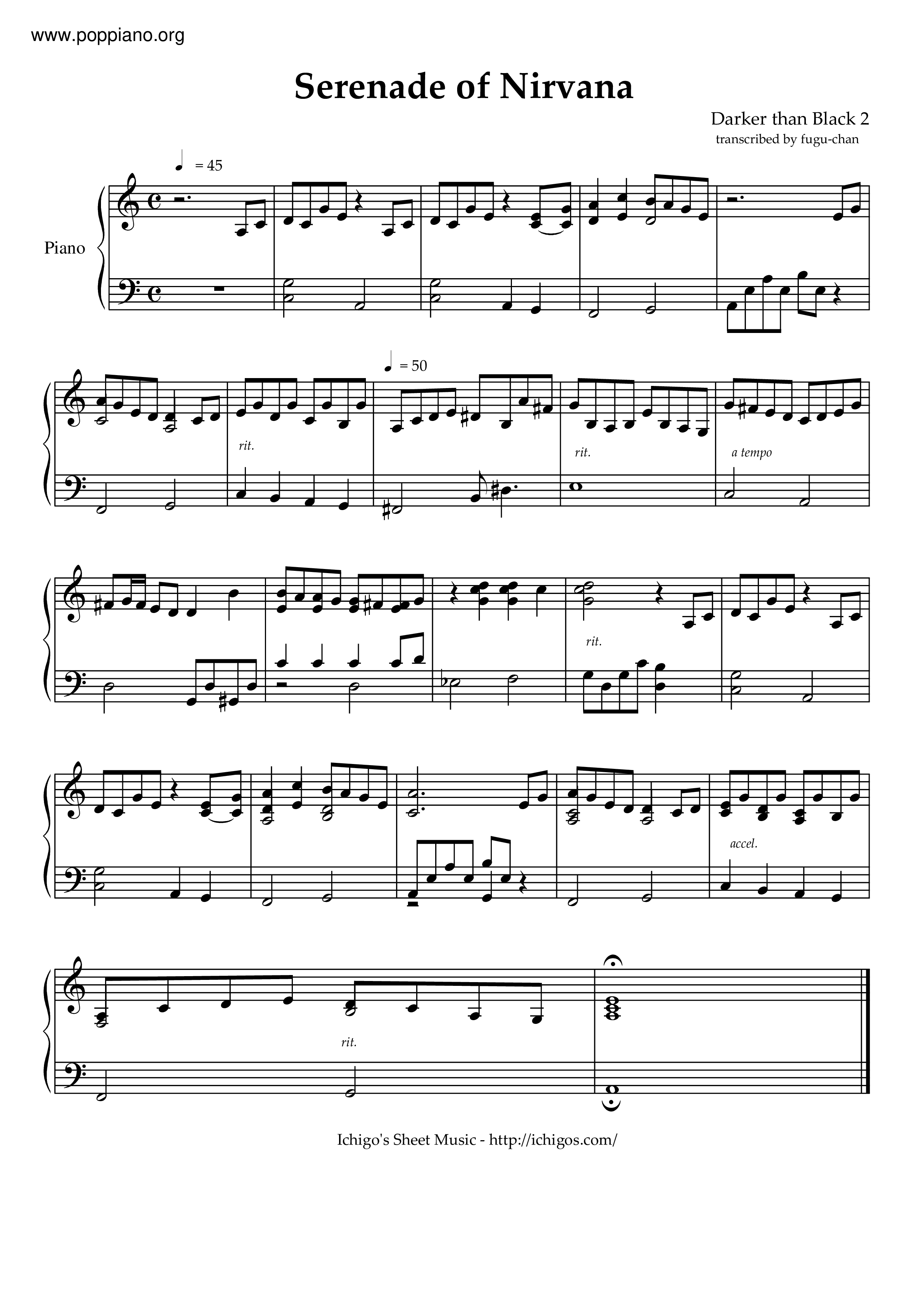 Serenade Of Nirvana Score