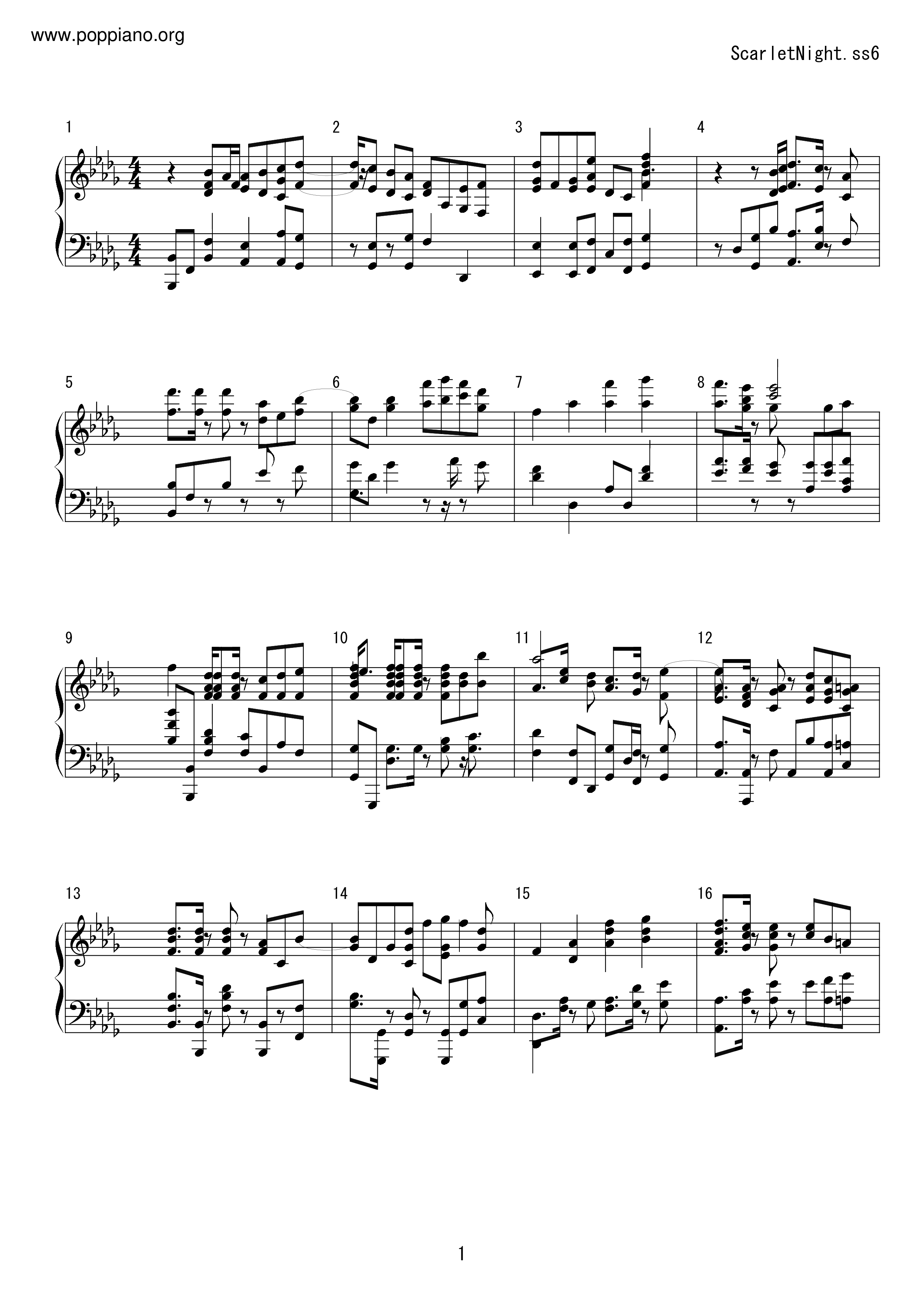 Scarlet Night Score