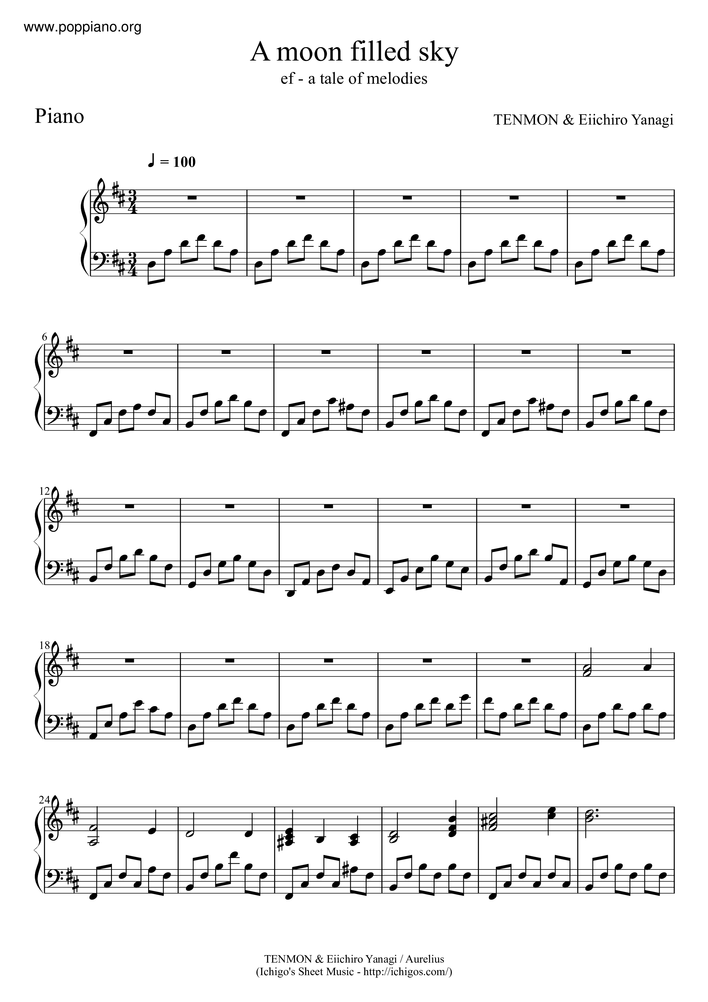 A Moon Filled Sky Score