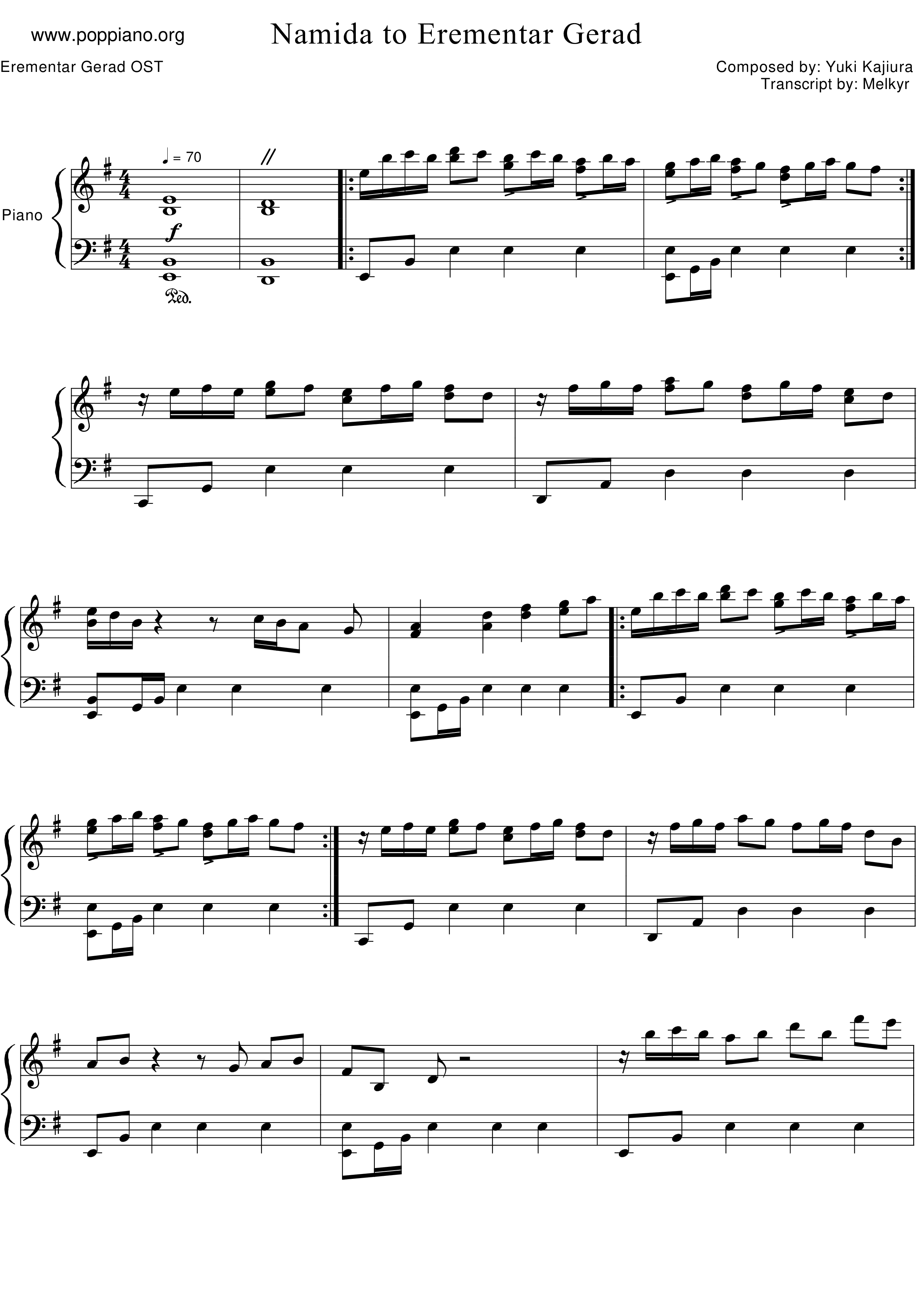Namida No Erementar Gerad Score