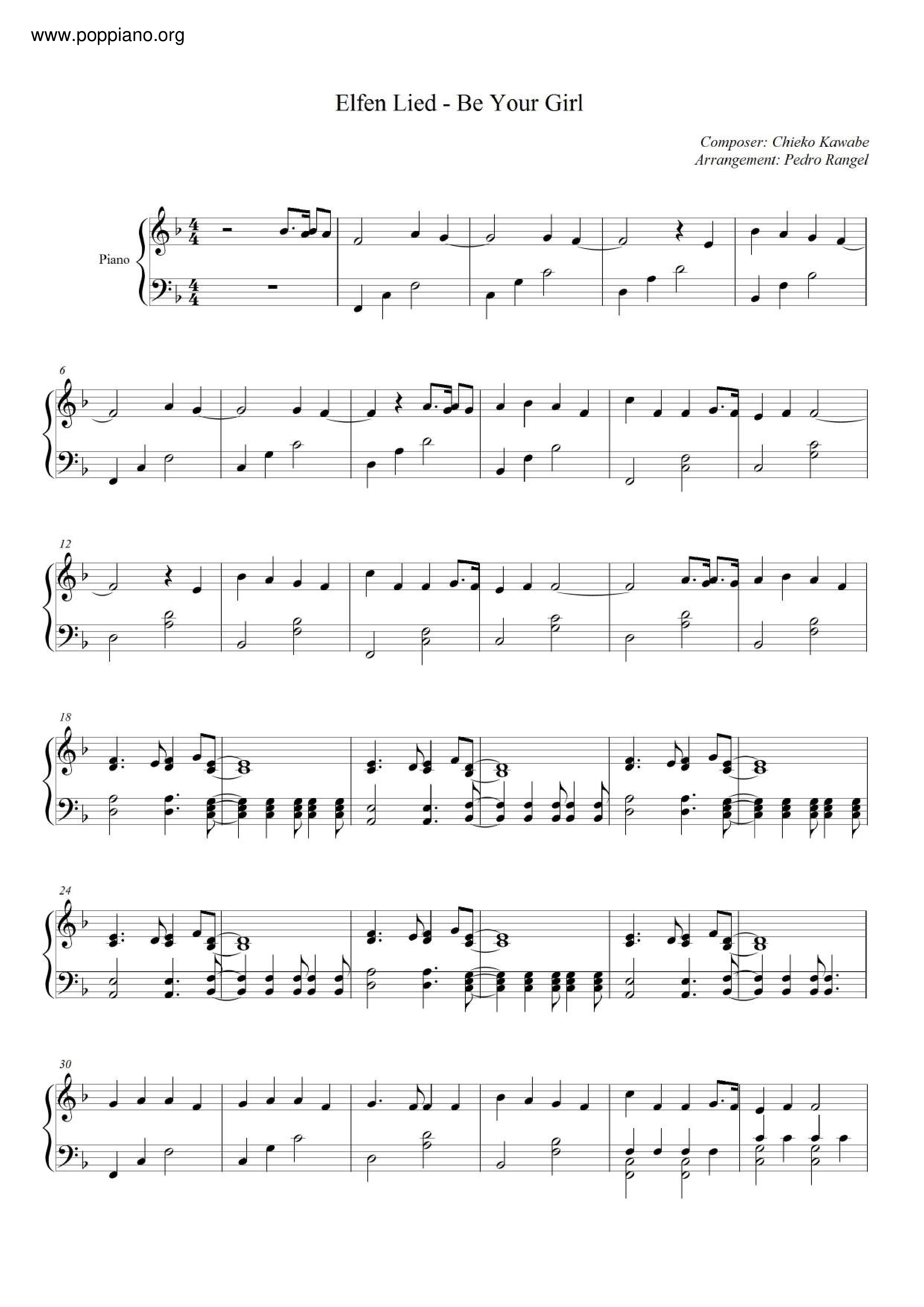 Elfen Lied - Be Your Girl Score