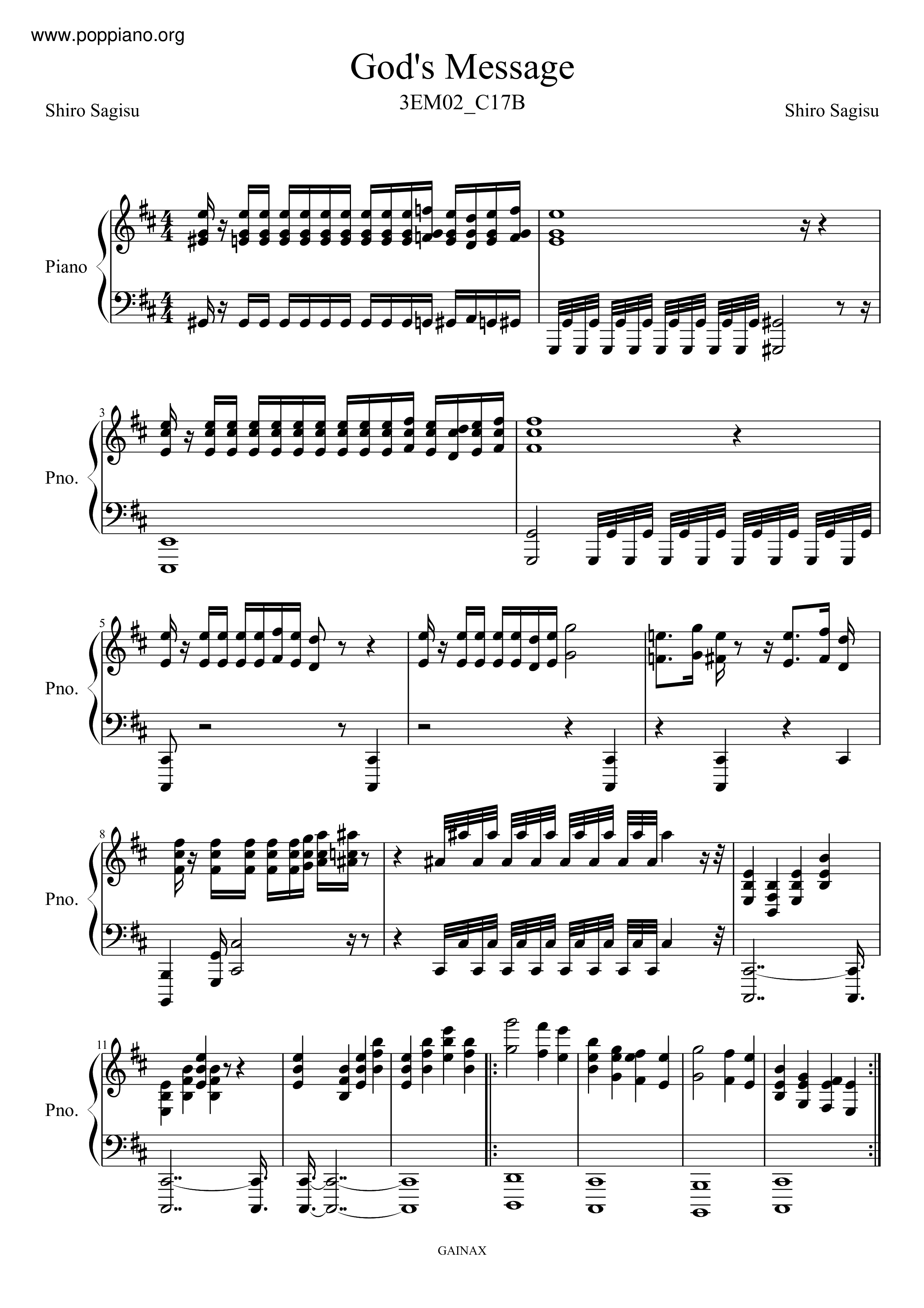 Gods Message [3Em-02] Score