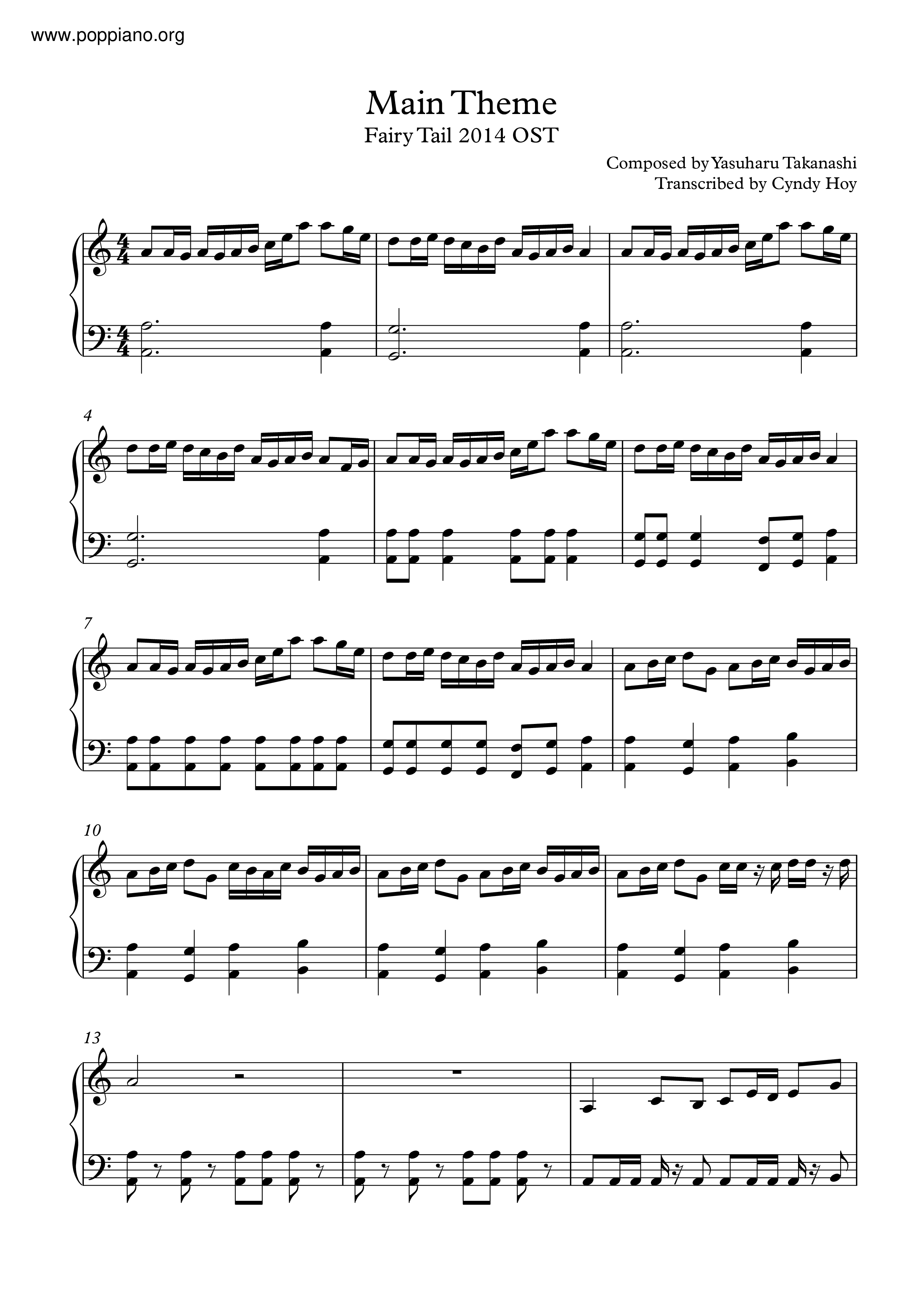 ☆ Fairy Tail-Main Theme 2014 Sheet Music Pdf, - Free Score.