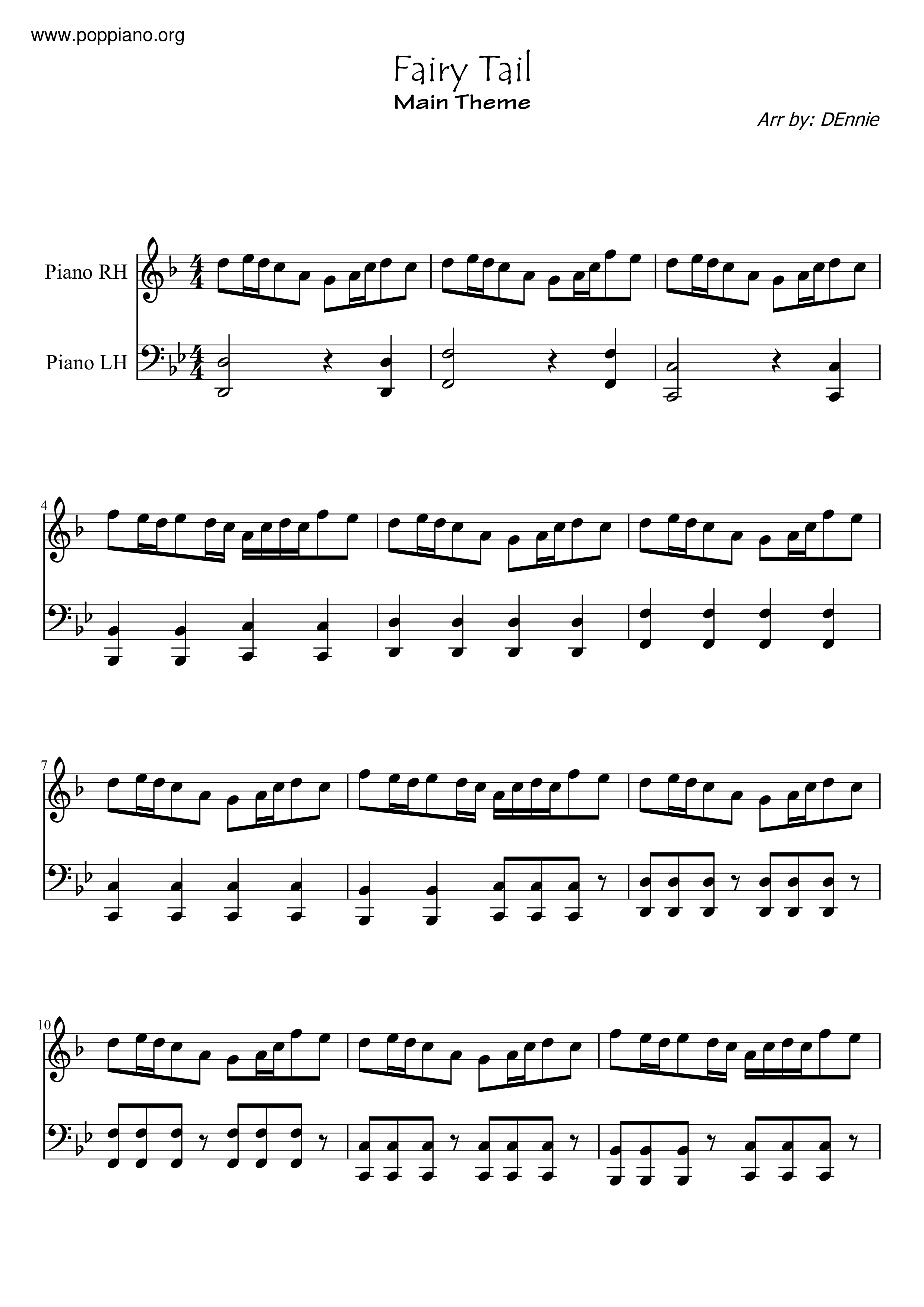 Play Fairy Tail (Theme) Music Sheet