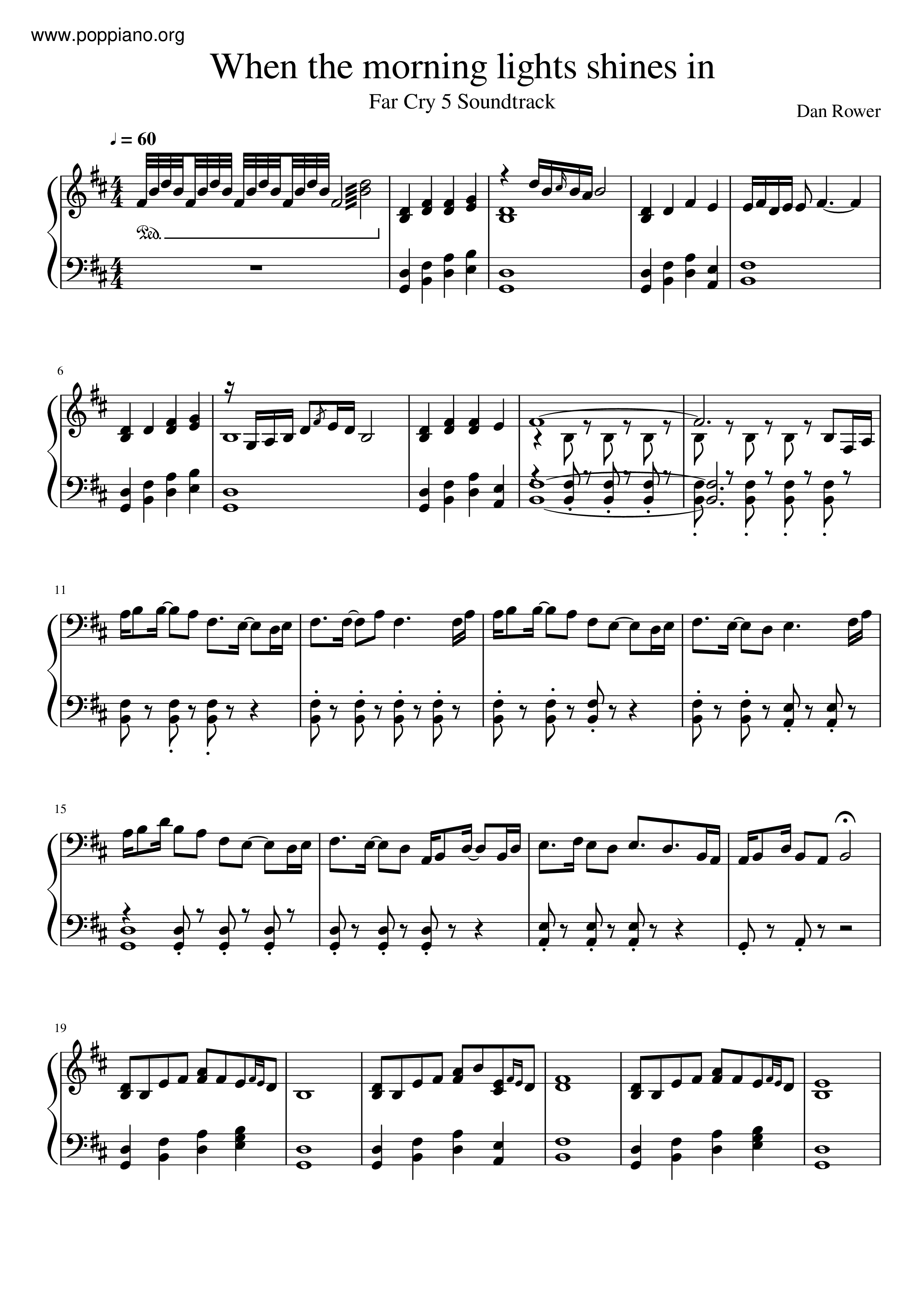 When The Morning Lights Shines In Score