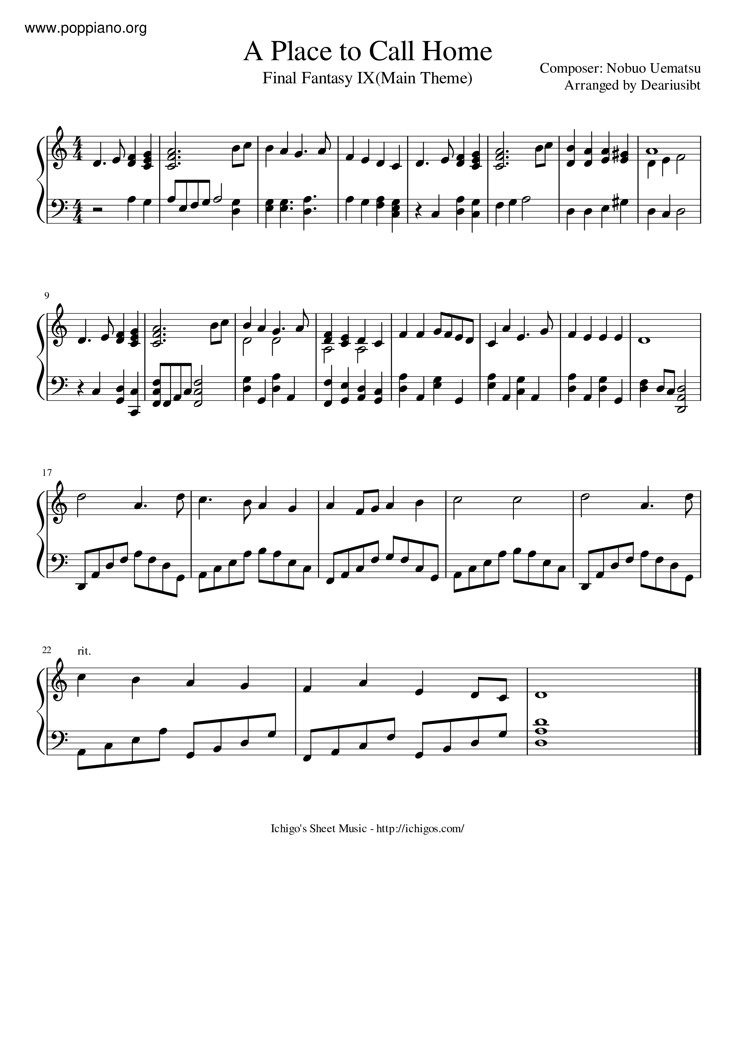☆ファイナルファンタジーIX - Jesters Of The Moon ピアノ譜pdf