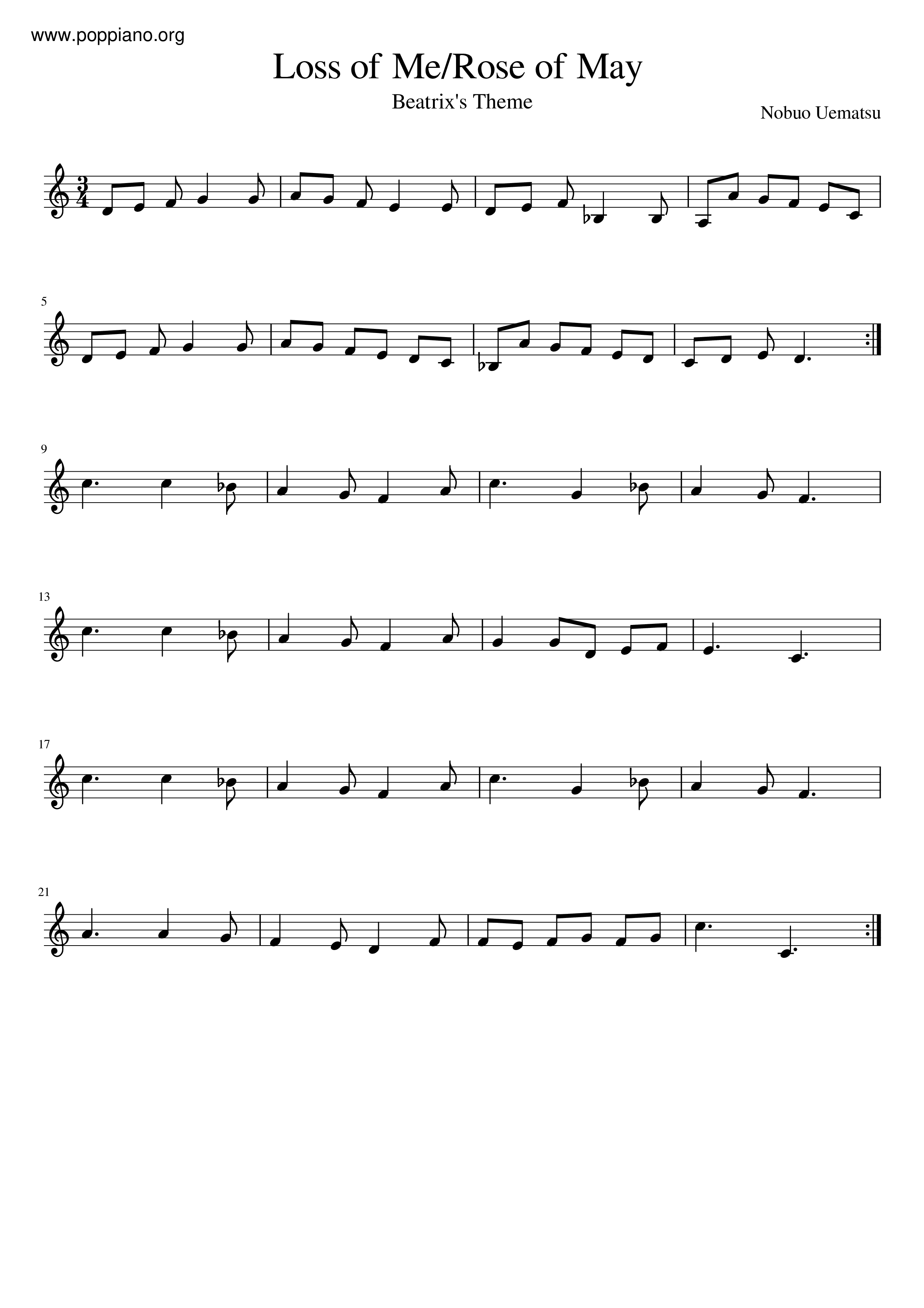Rose Of May Score