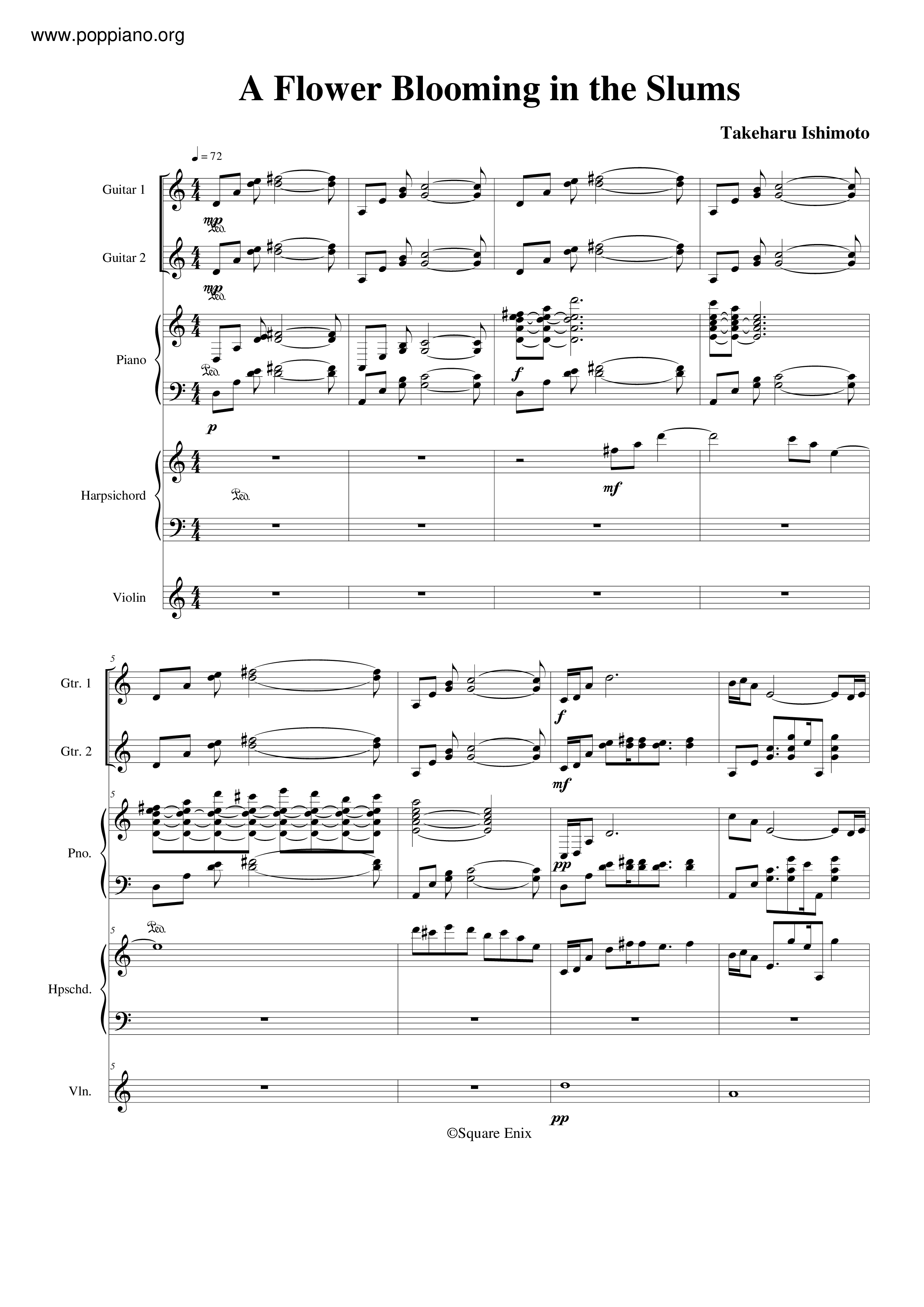 A Flower Blooming In The Slums Score