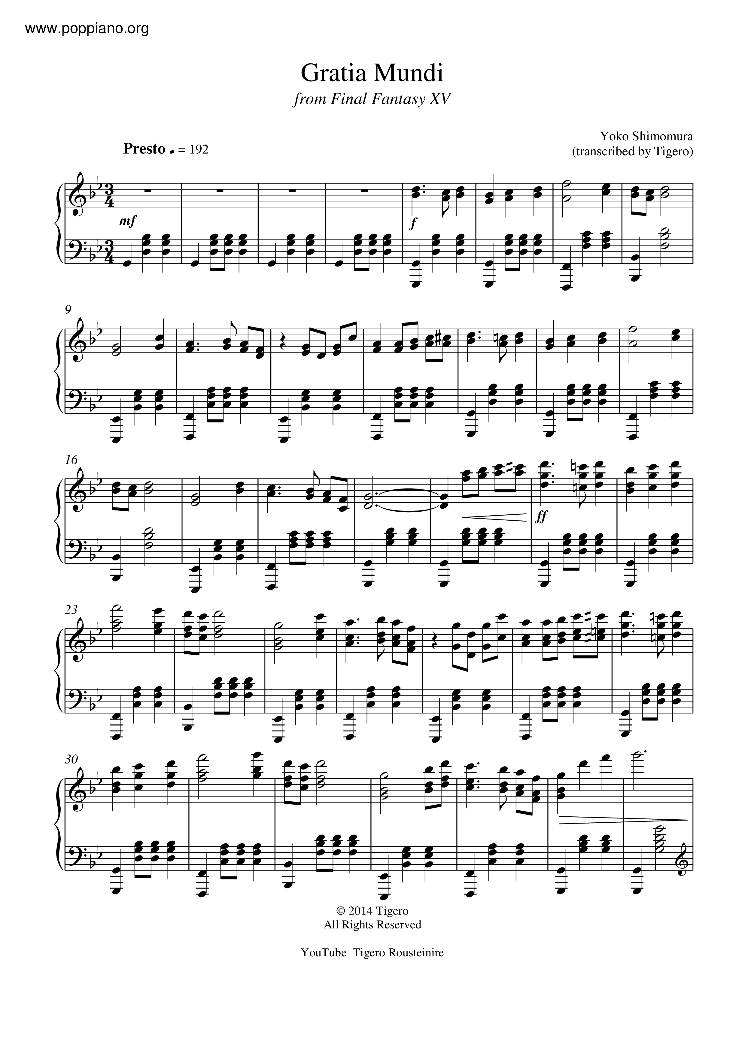 ☆ Gratia Mundi ( 楽譜) - PDF無料ピアノ譜 gakufu | 香港