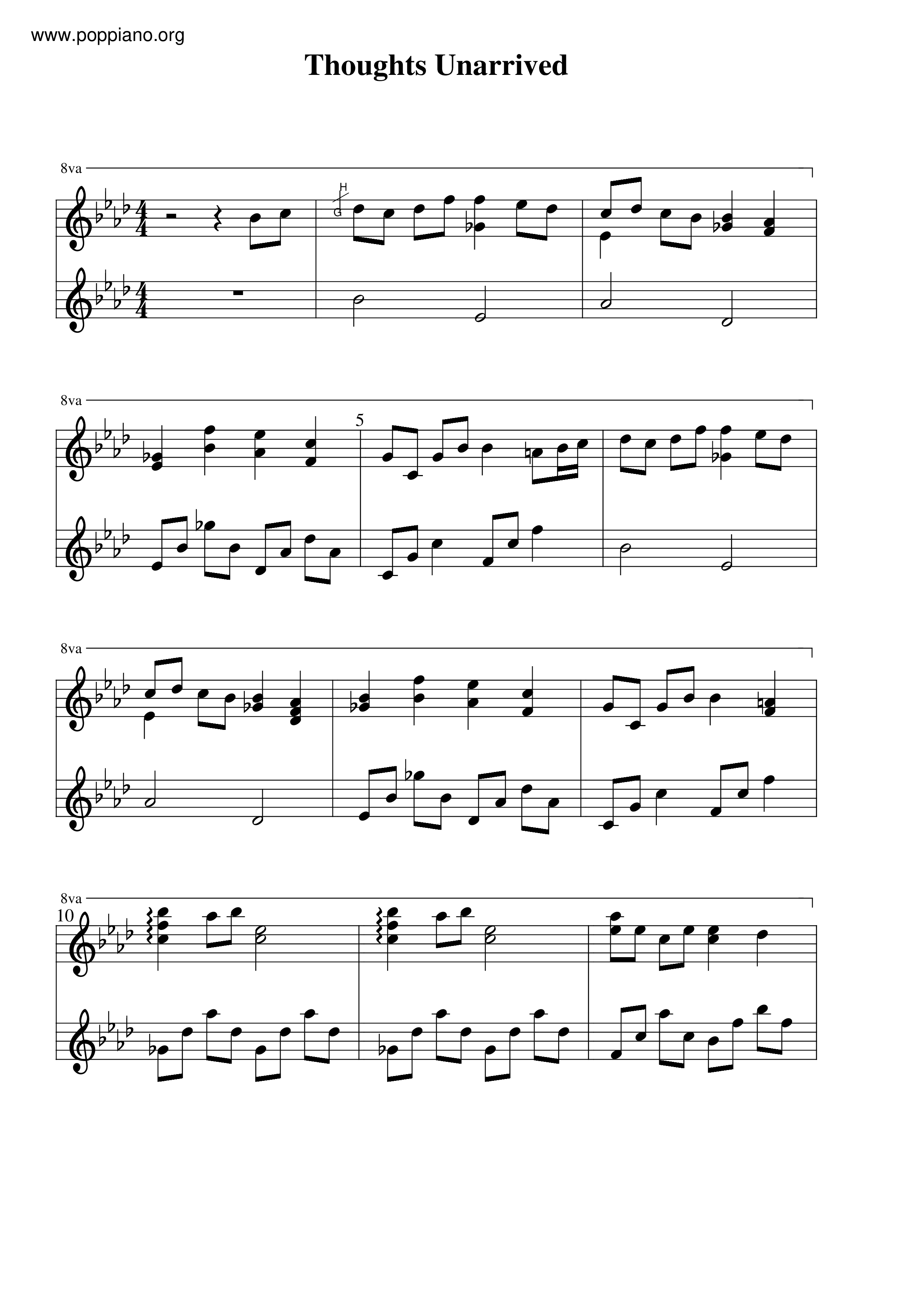Thoughts Unarrived Score