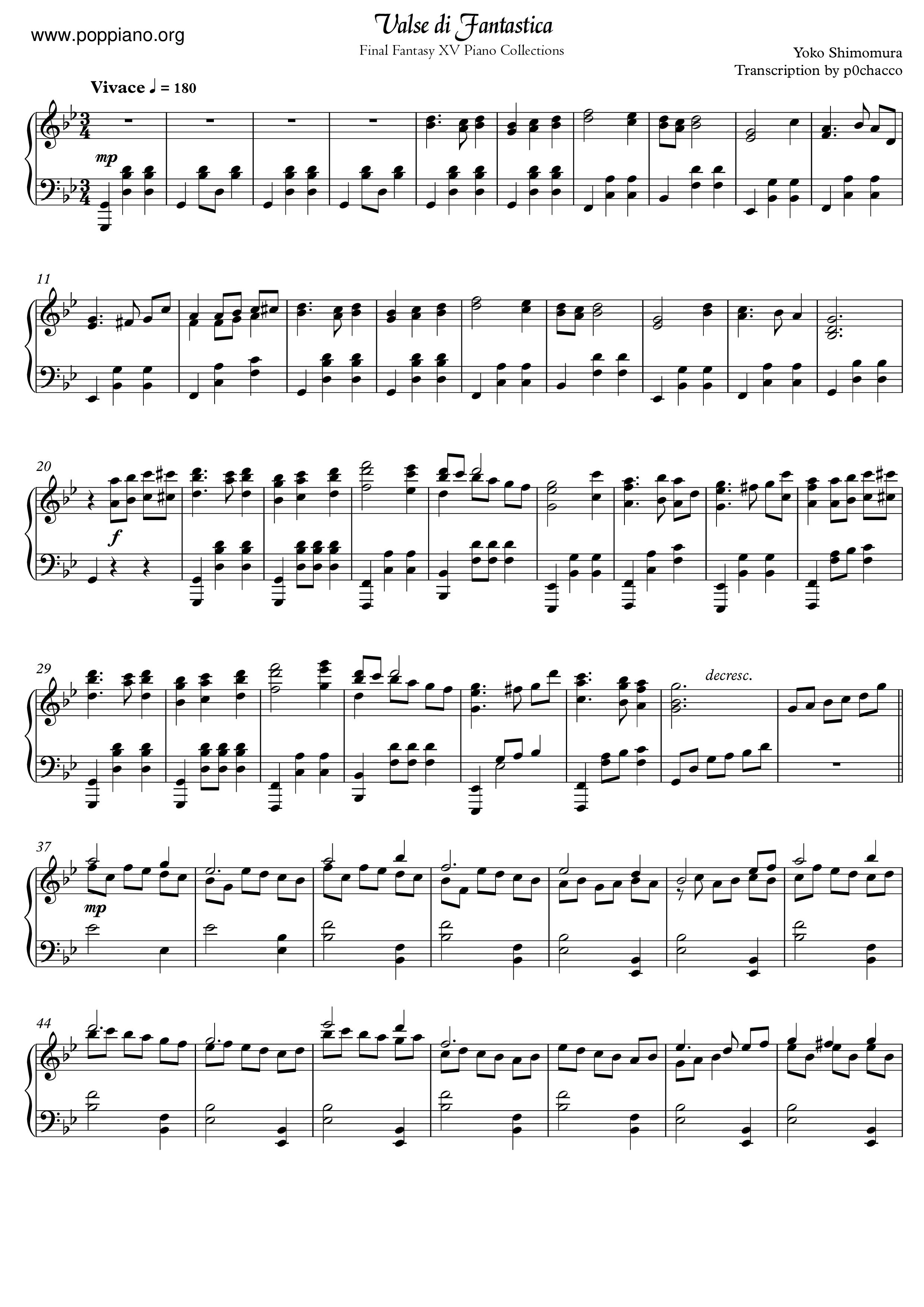 Valse Di Fantastica Score