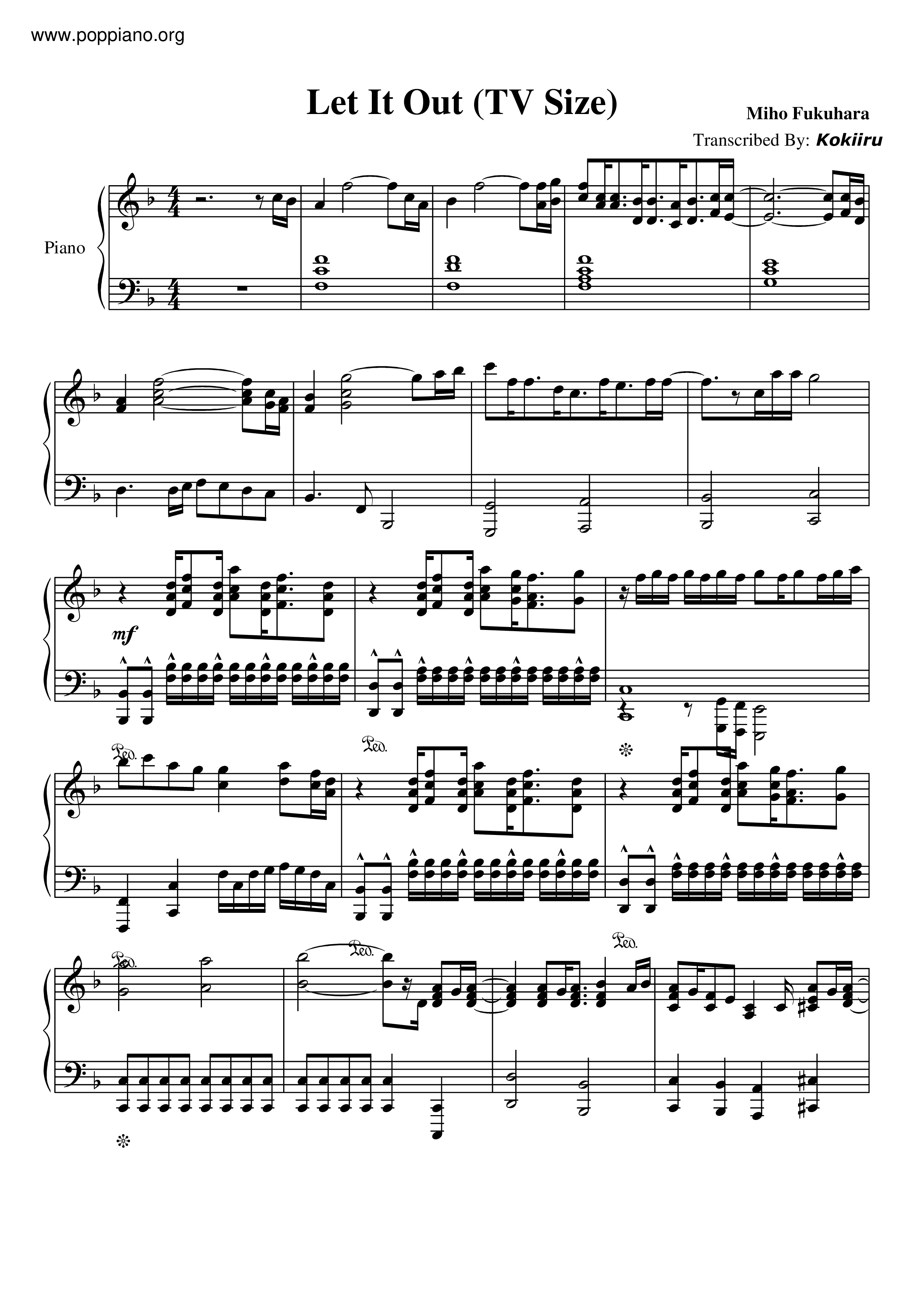 Let It Out Score