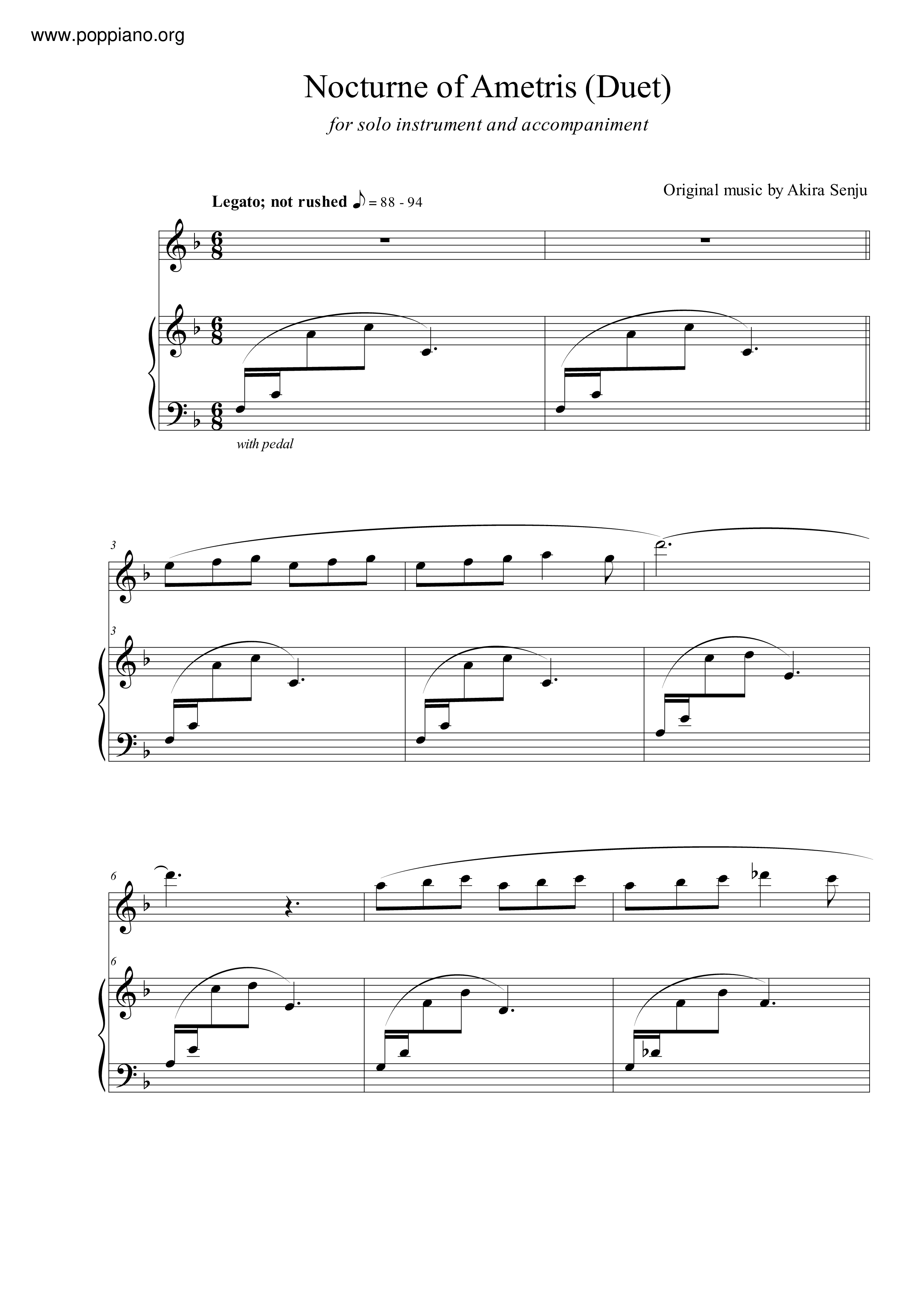 Nocturne Of Ametris Score