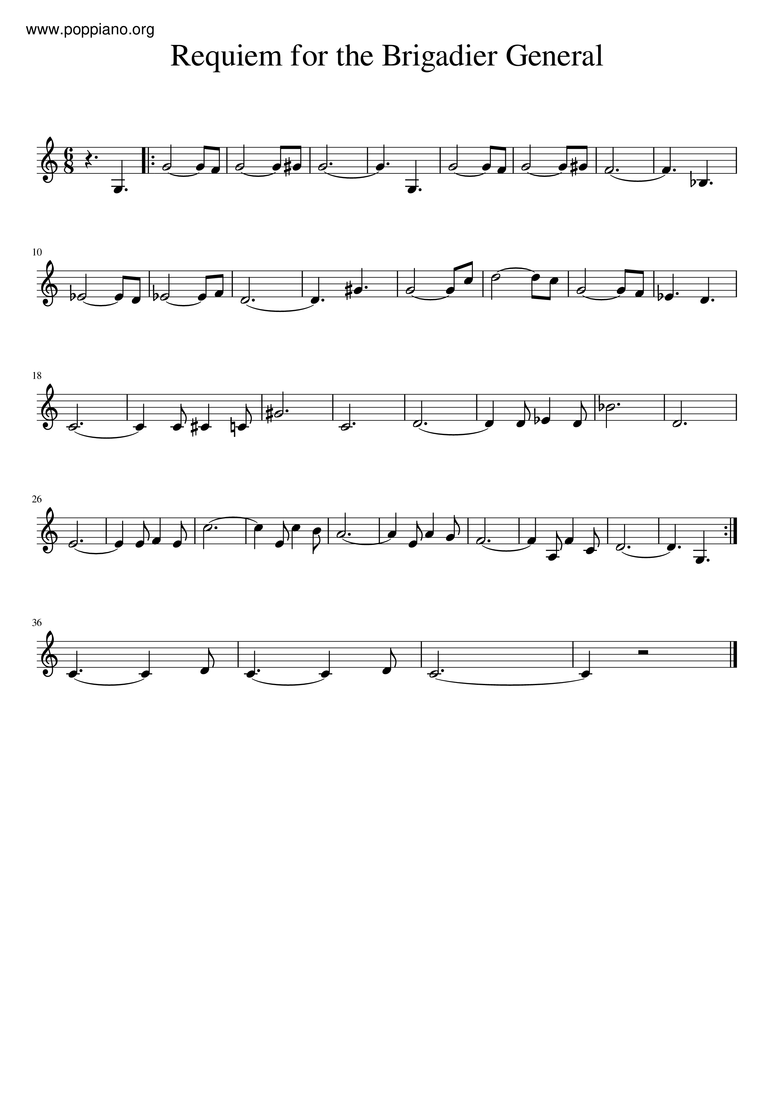 Requiem For The Brigadier General Score