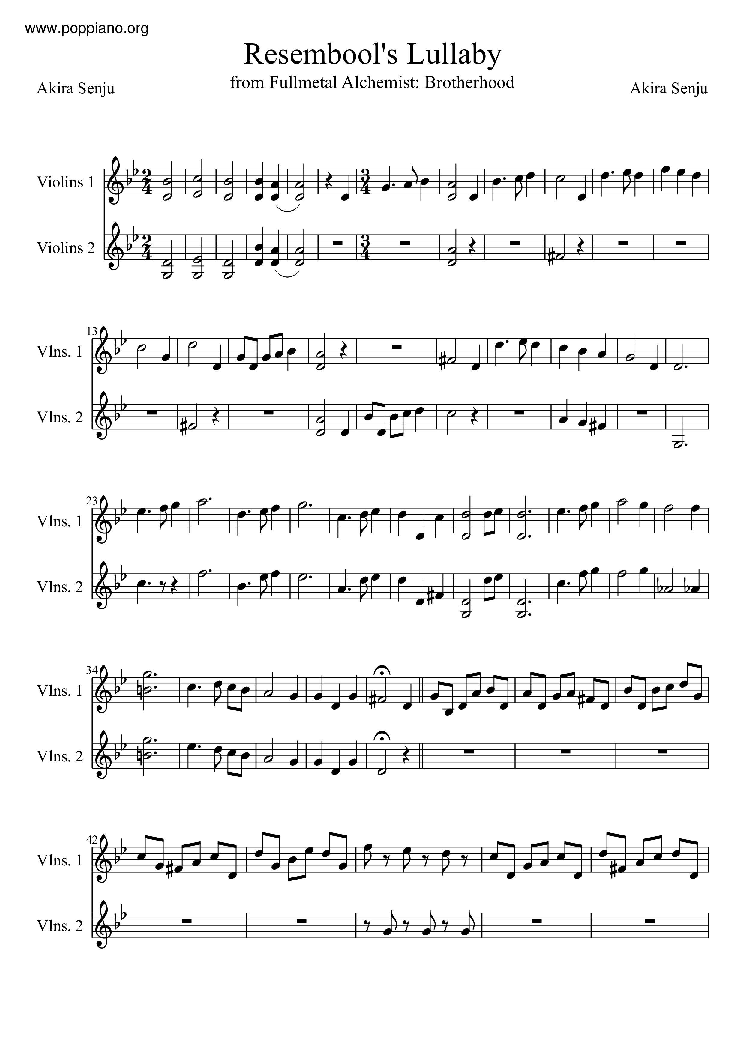 Resembool's Lullaby Score