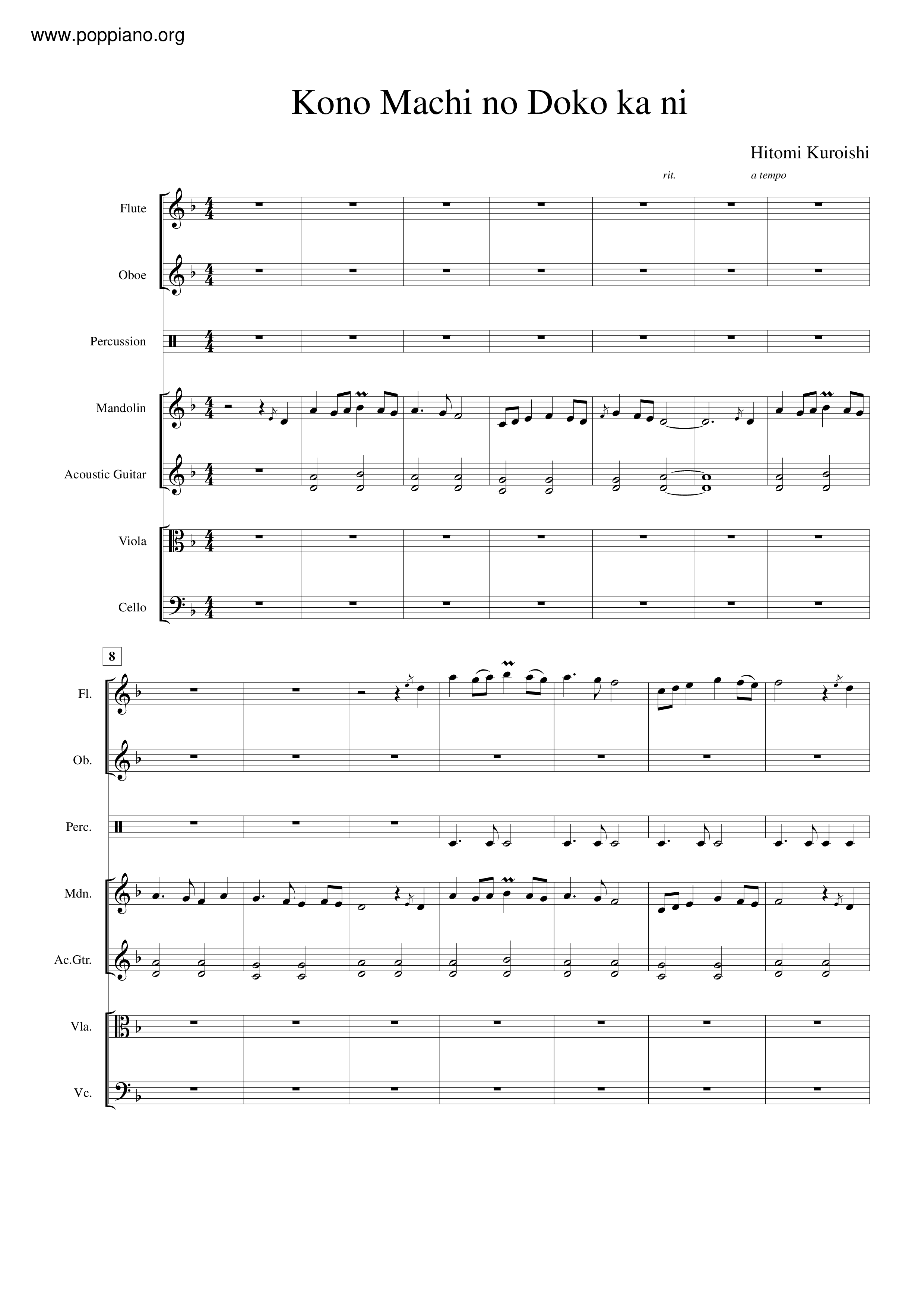 Kono Machi No Doko Ka Ni Score