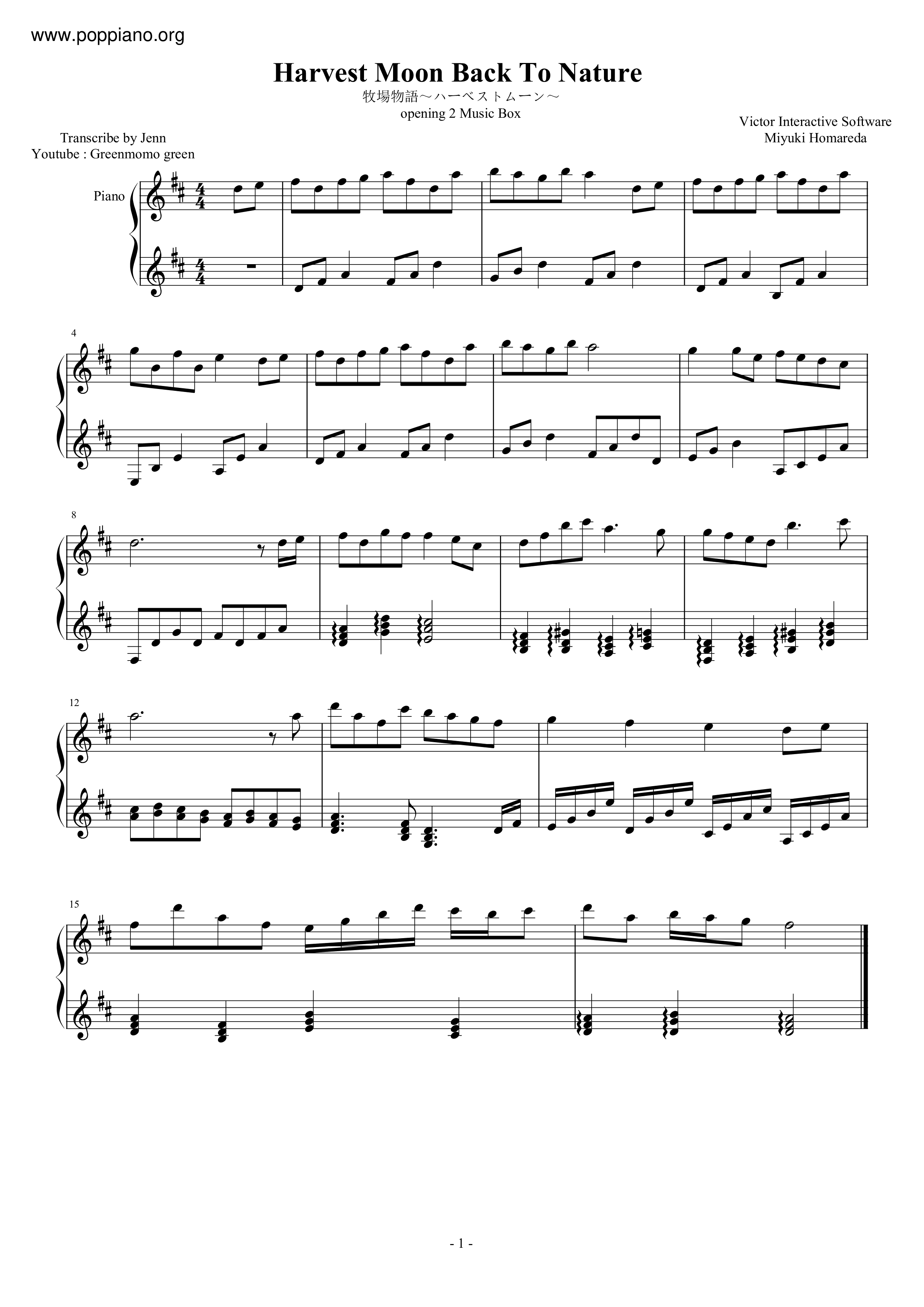 Opening 2 Music Box Score