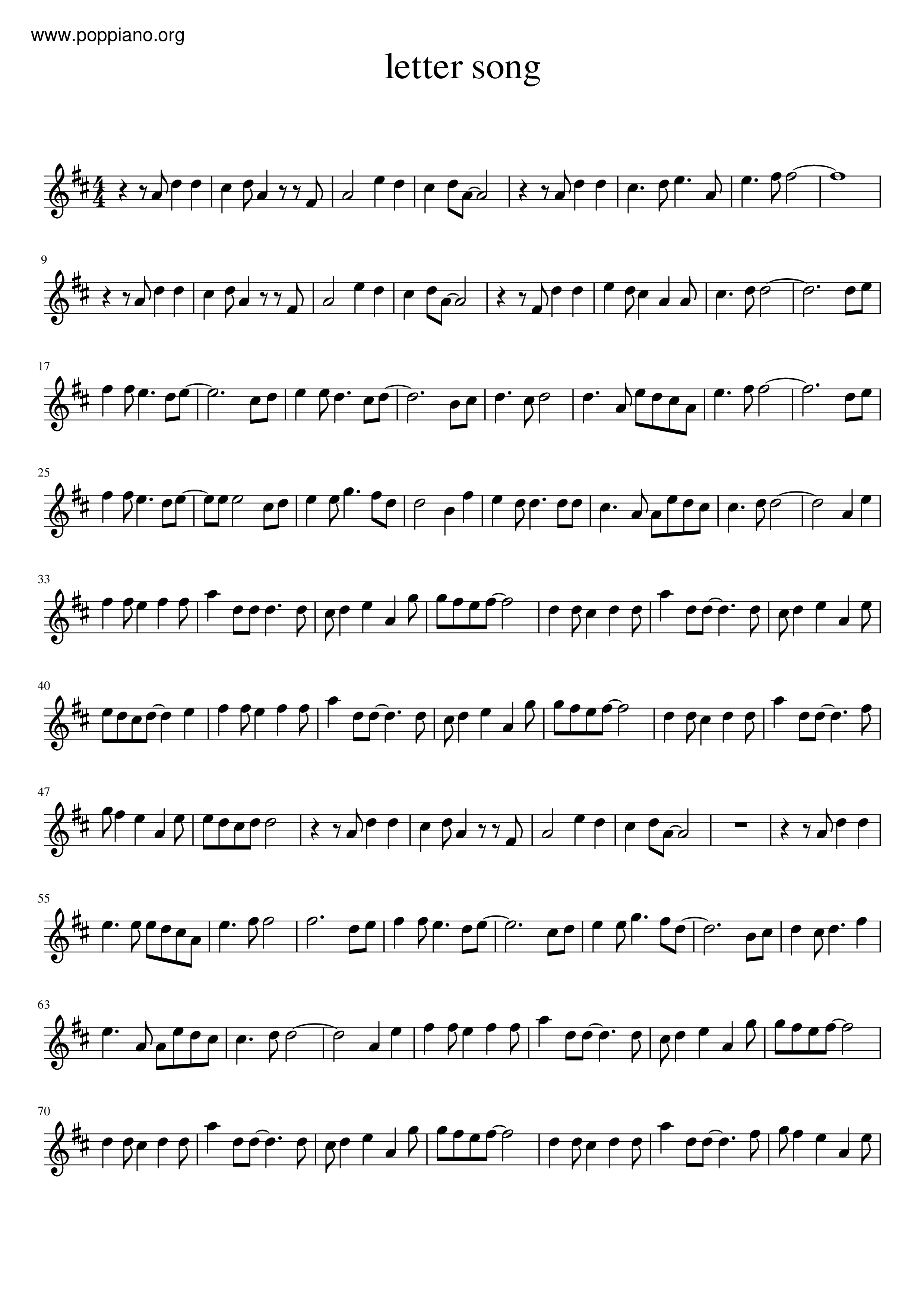 Letter Song Score