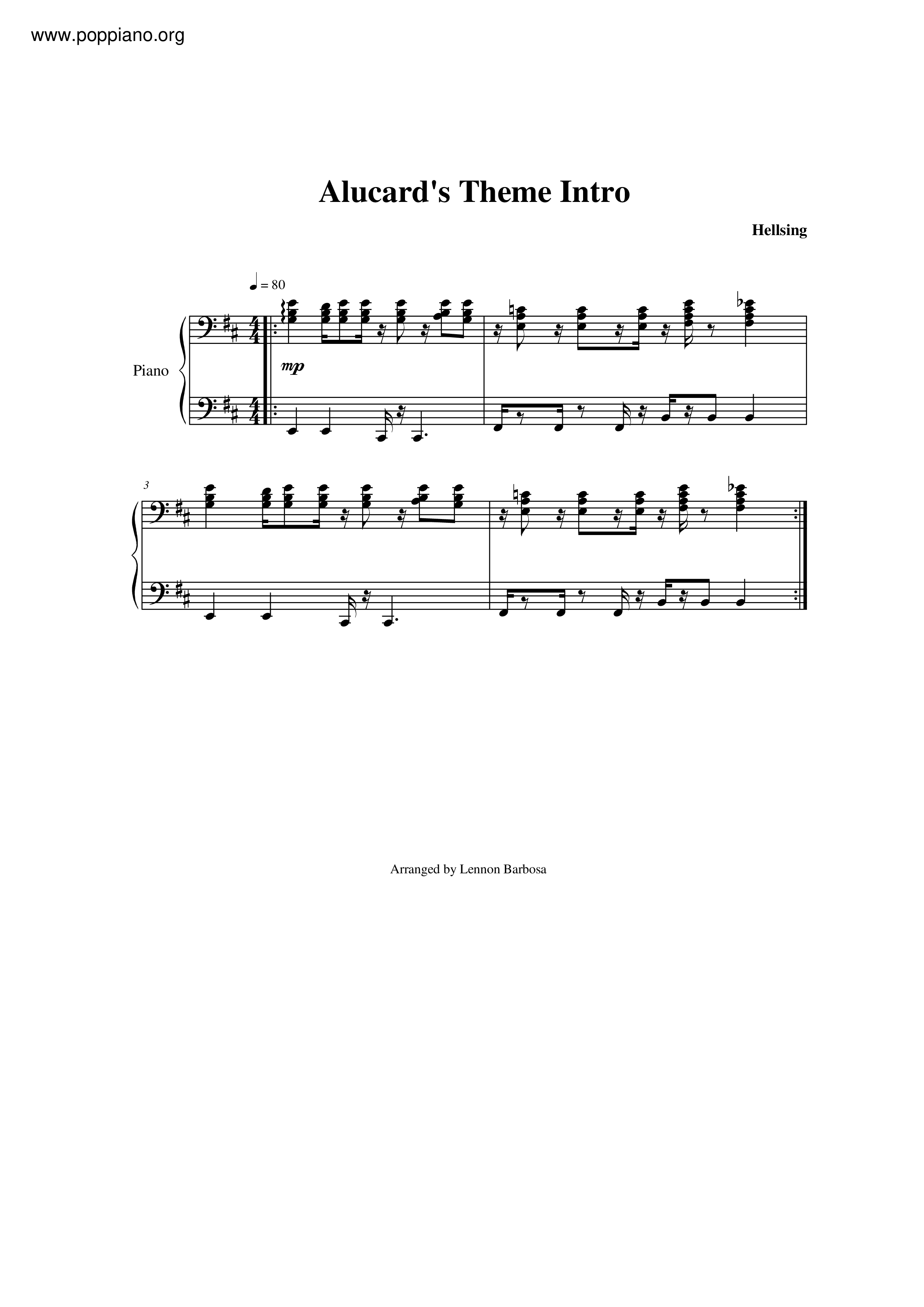 Alucard's Theme Intro Score