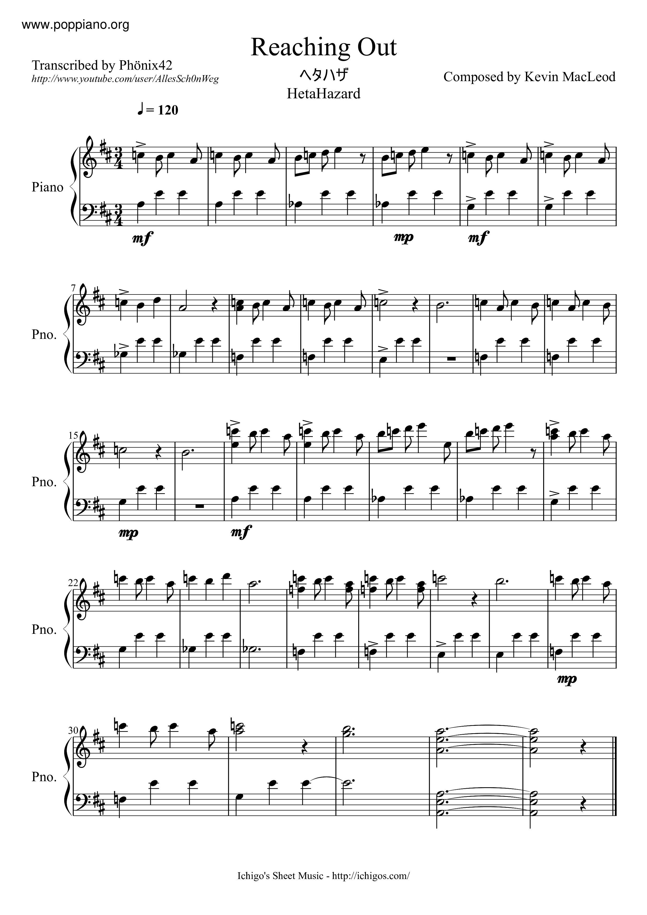 Reaching Out Score