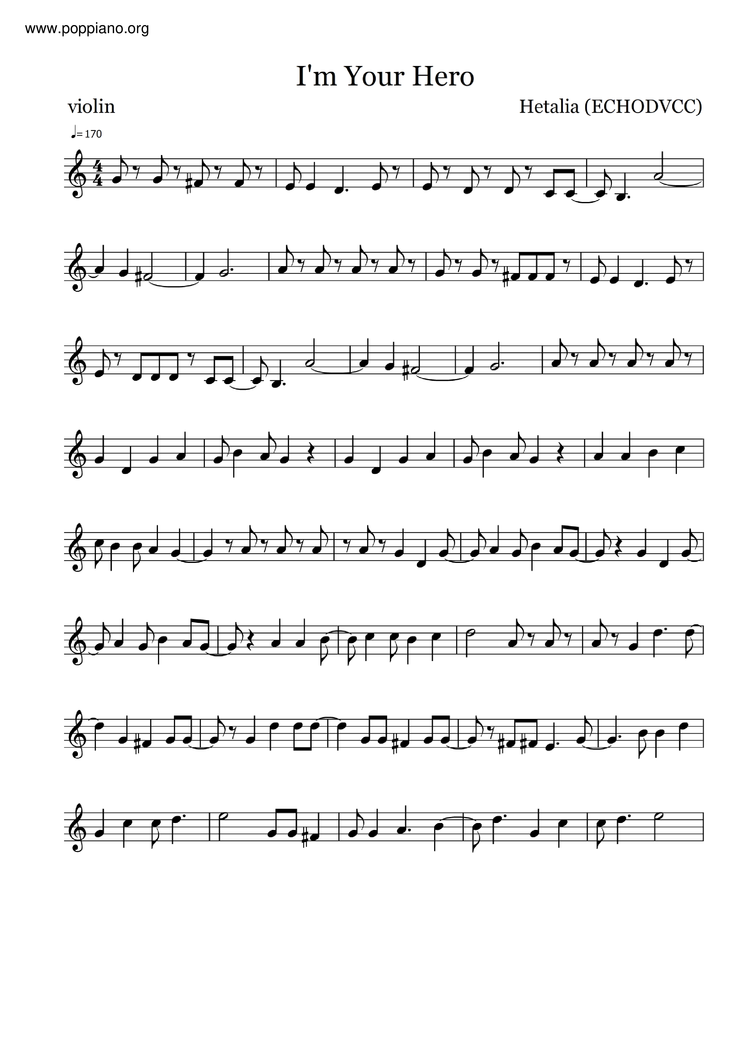 I'm Your Hero Score