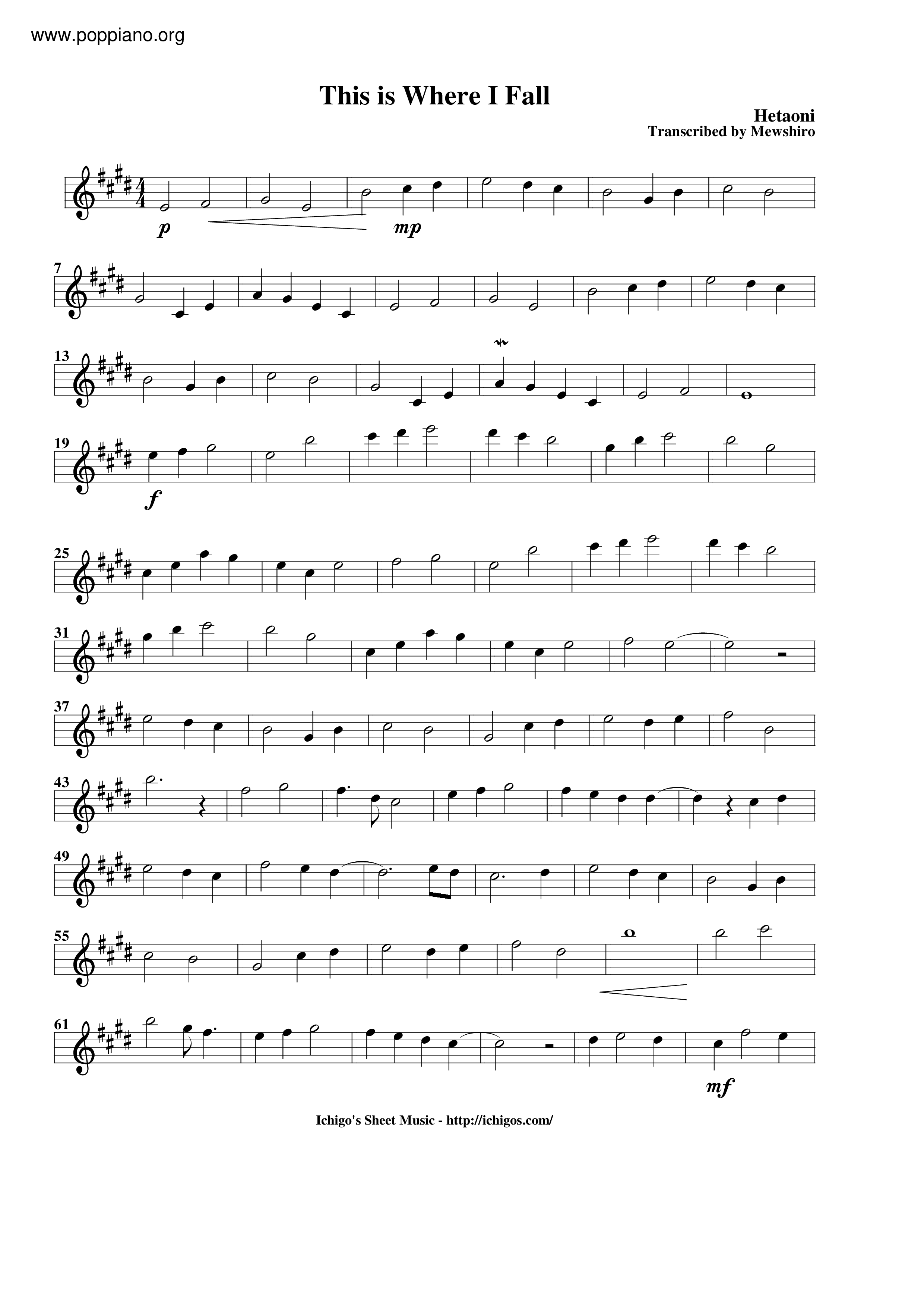 Kumikyoku Nico Nico Douga-This Is Where I Fall Sheet Music pdf, -ディス・イズ ...