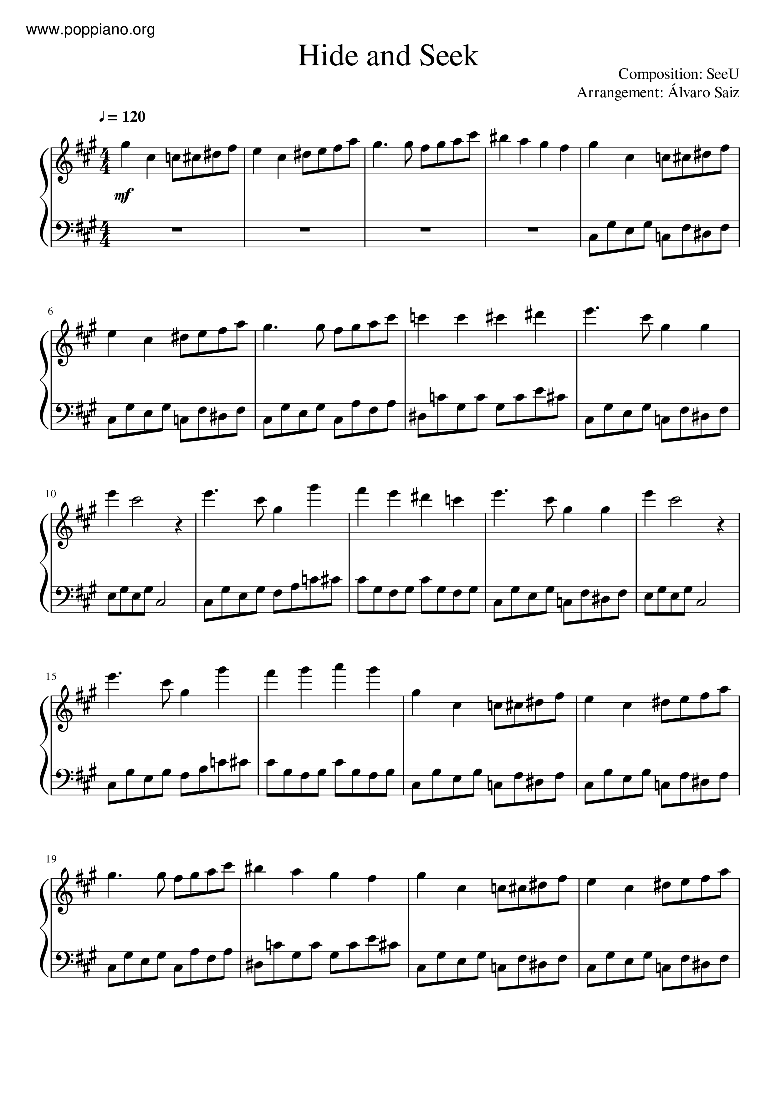 Hide and Seek Sheet music for Piano (Solo) Easy