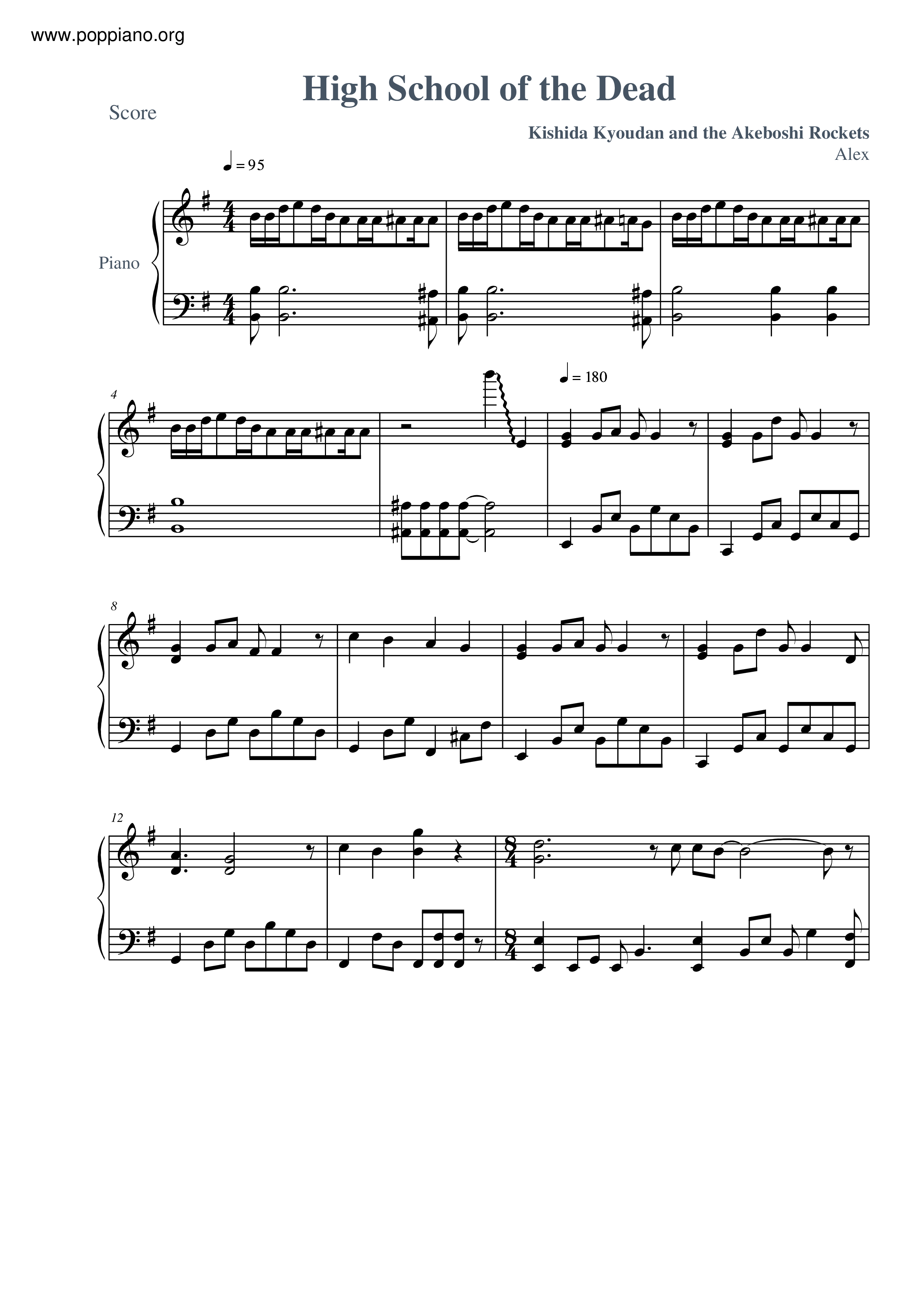 High School Of The Dead琴谱