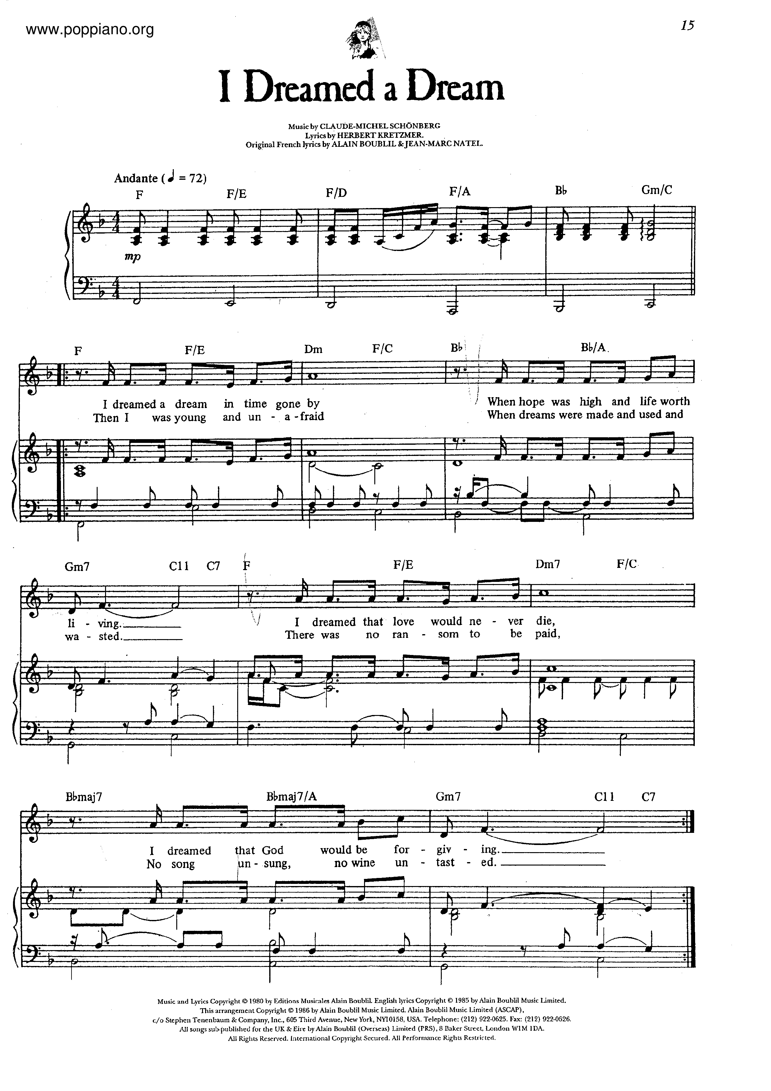 I Dreamed A Dream Score