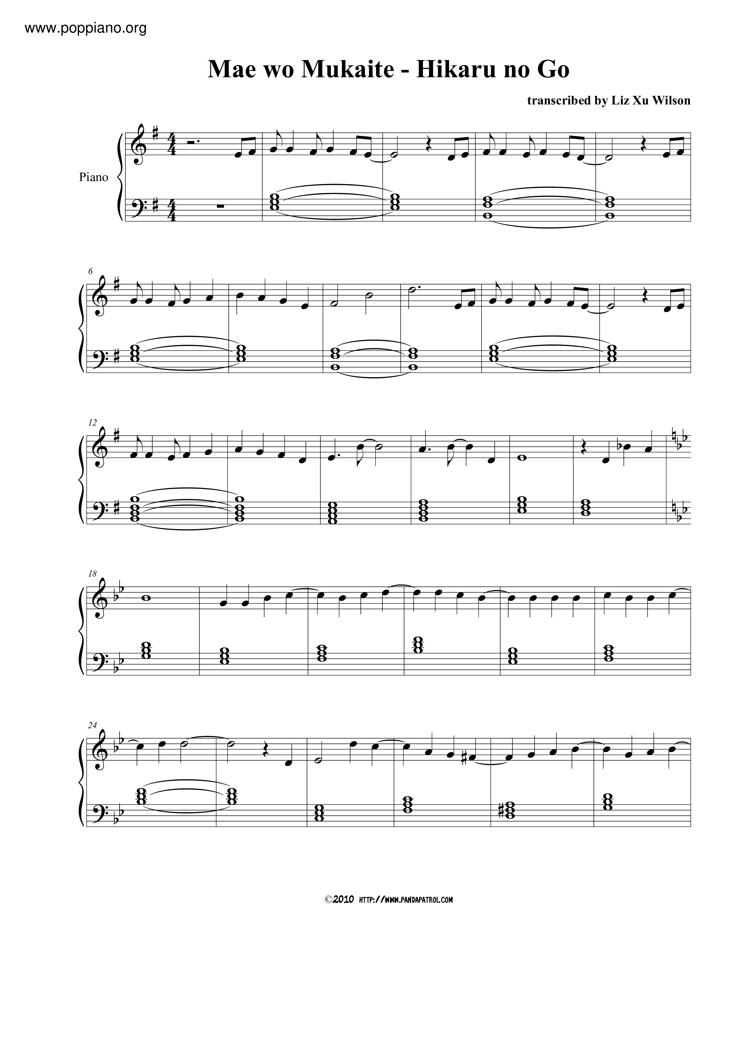 Mae Wo Mukaite Score