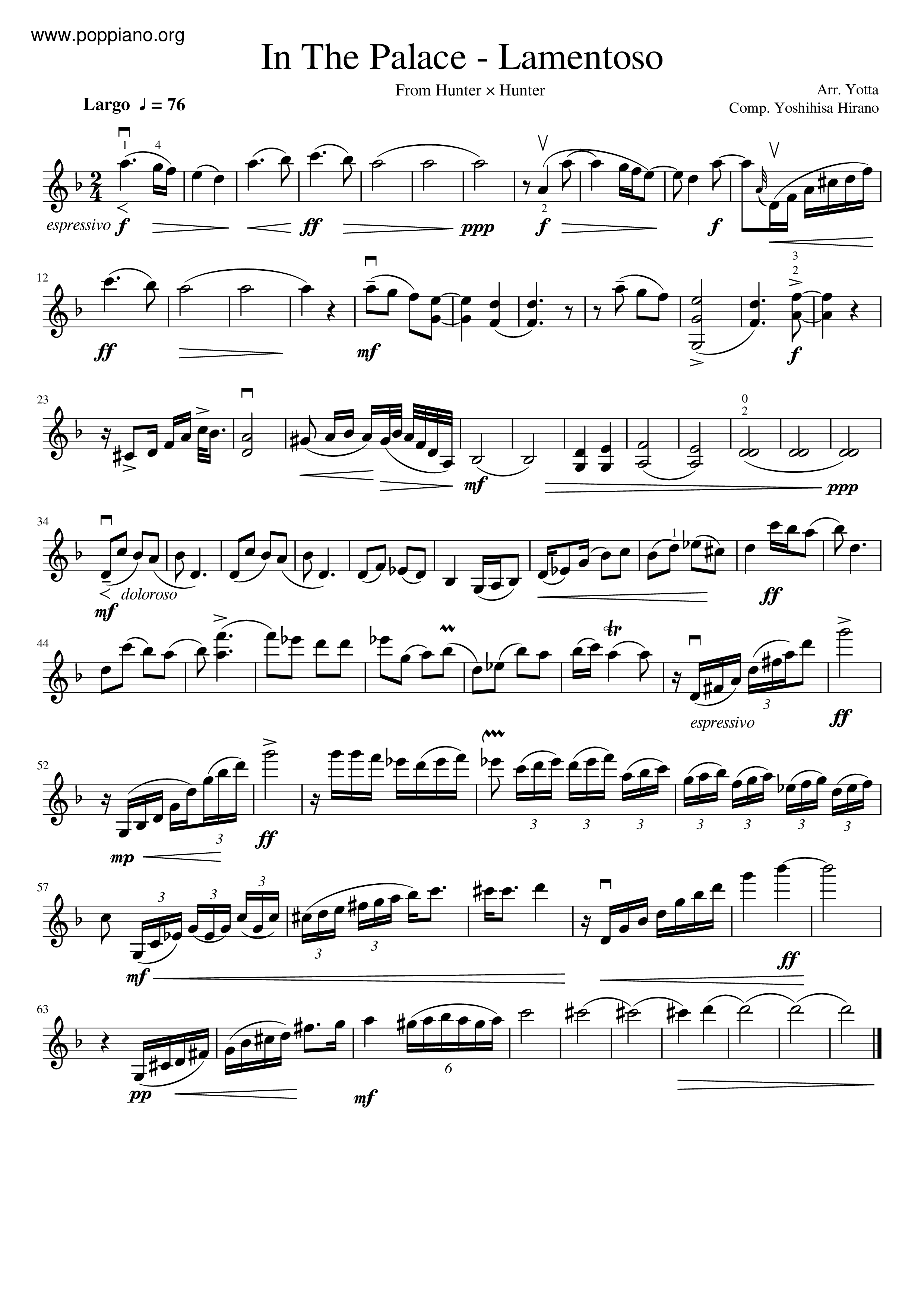 In The Palace - Lamentoso Score