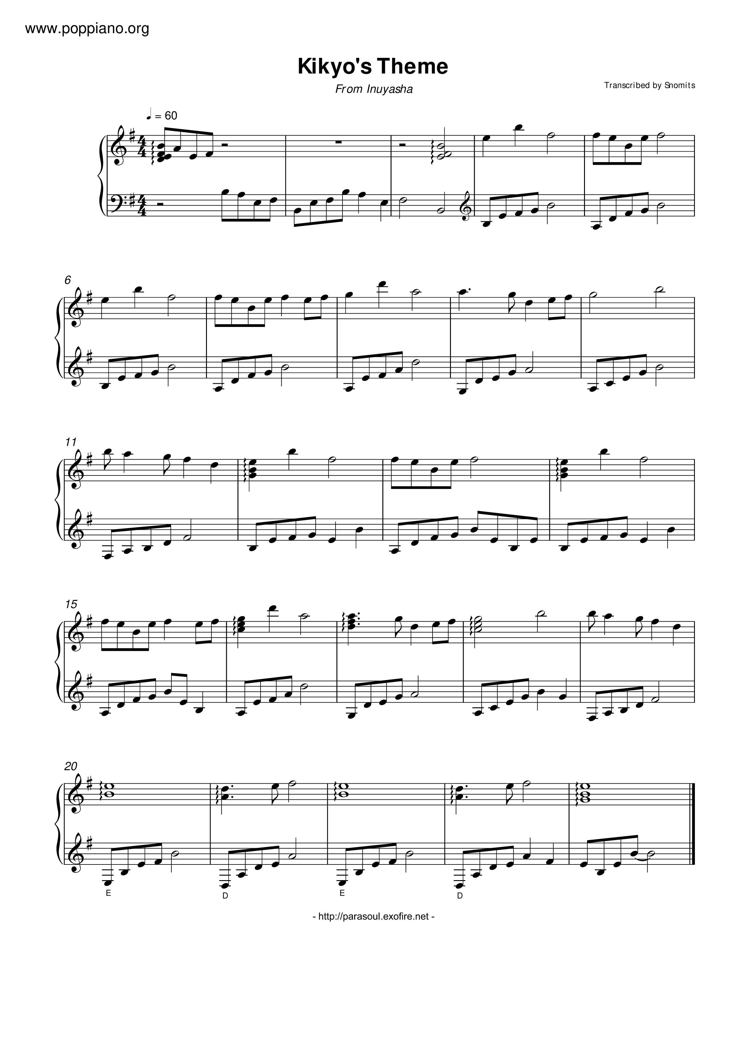 Kikyo's Themeピアノ譜