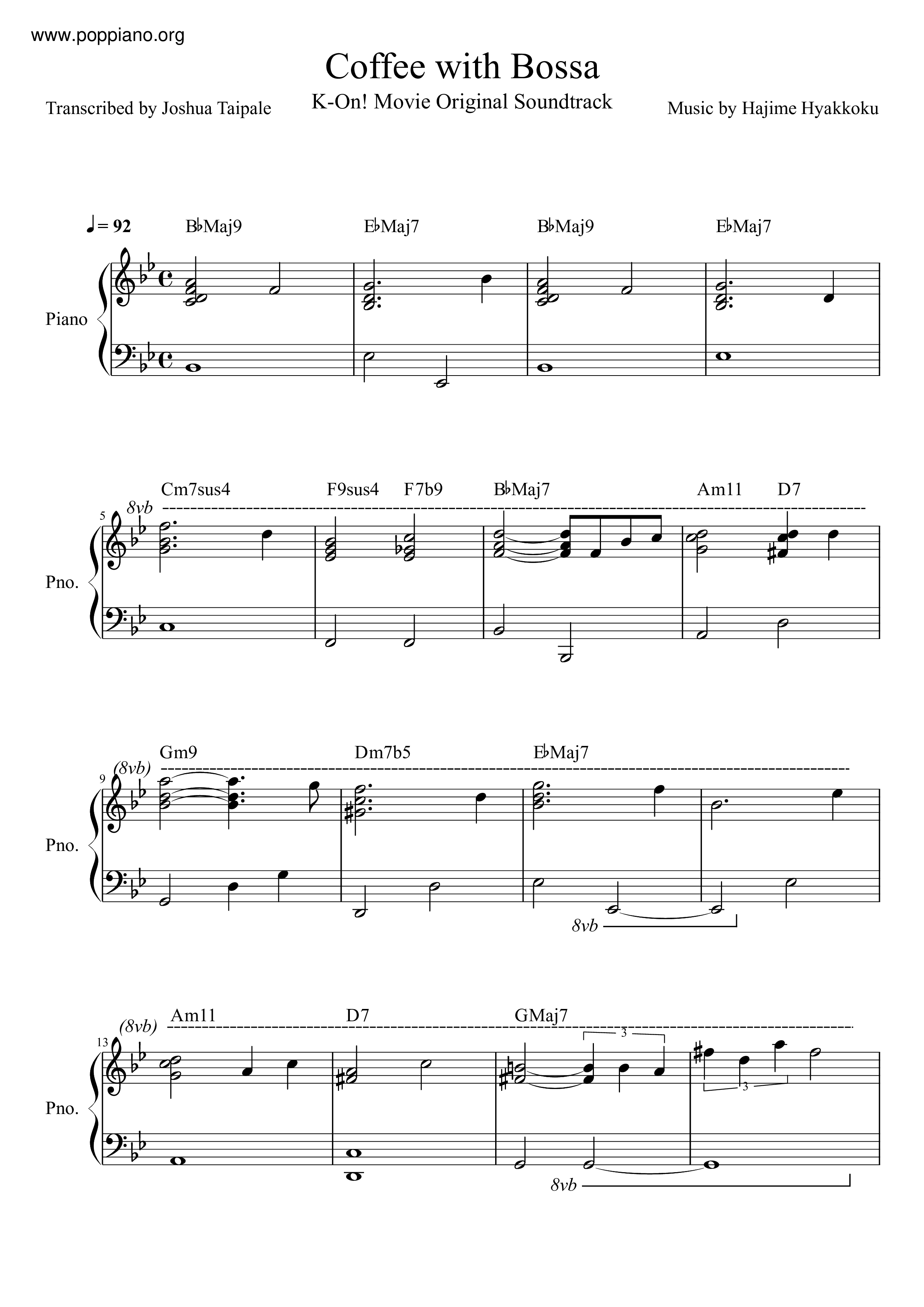 Coffee With Bossa琴譜