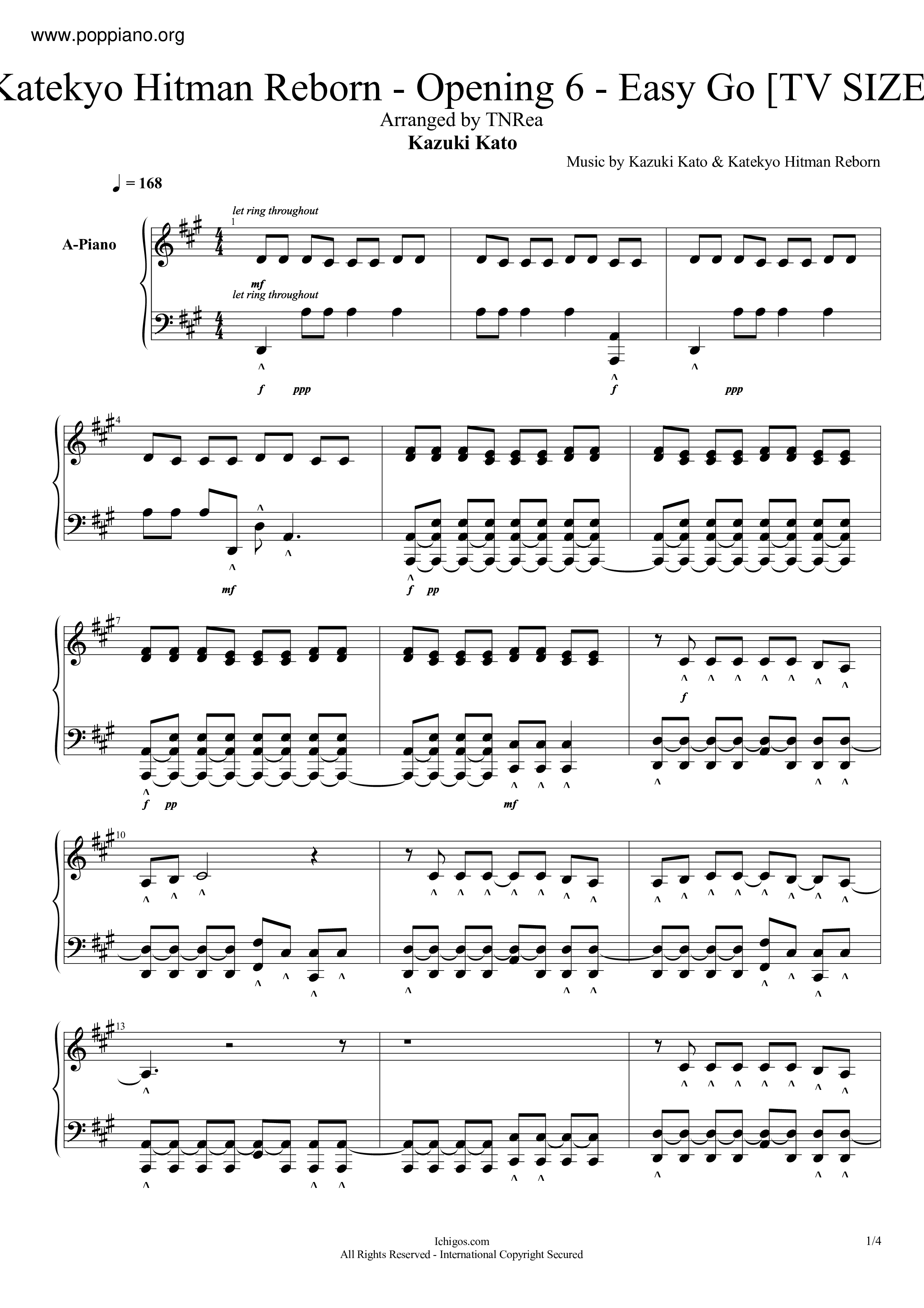 Opening 6 / Easy Go - Kazuki Kota [Tv Size] Score