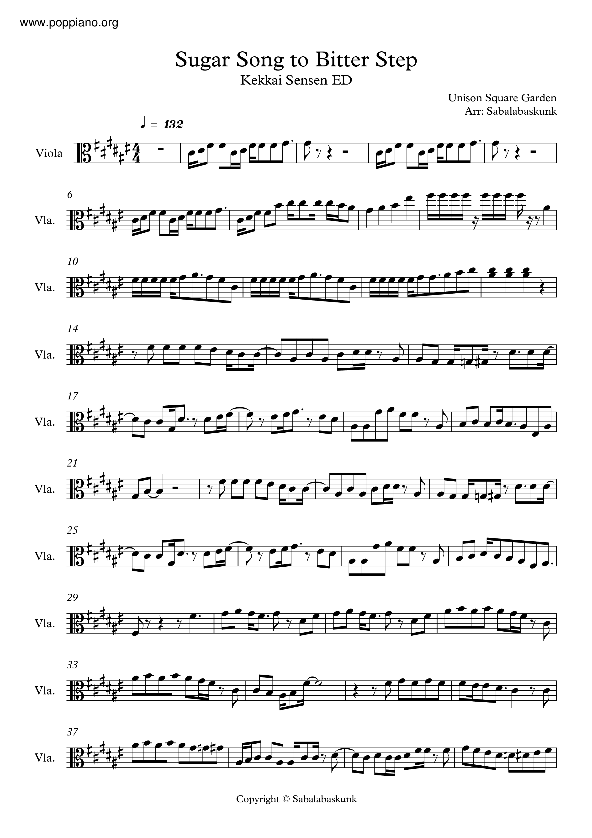 ☆Kekkai Sensen - Bitter Song To Sugar Step Tv Size ピアノ譜pdf