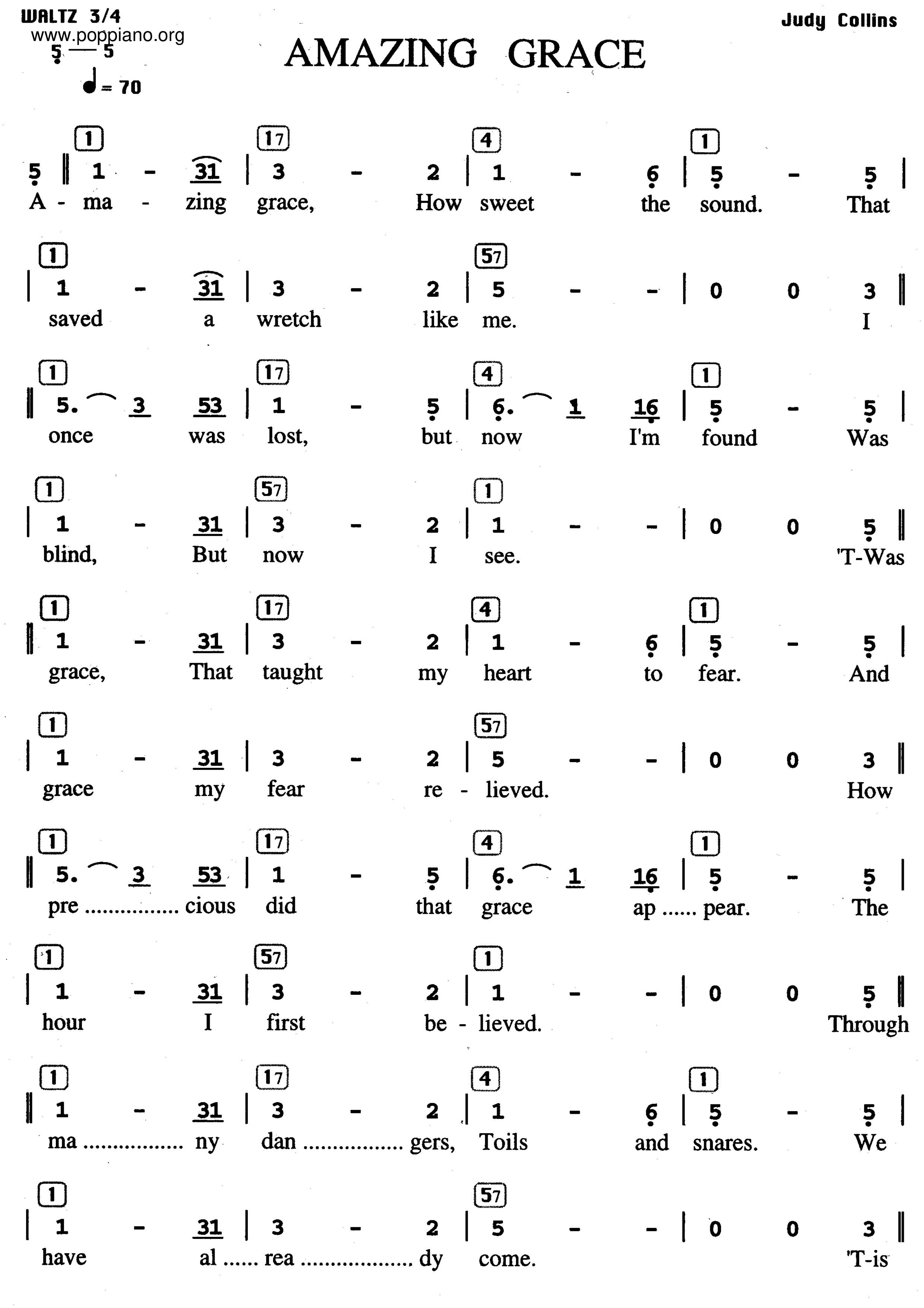 Amazing Grace Score