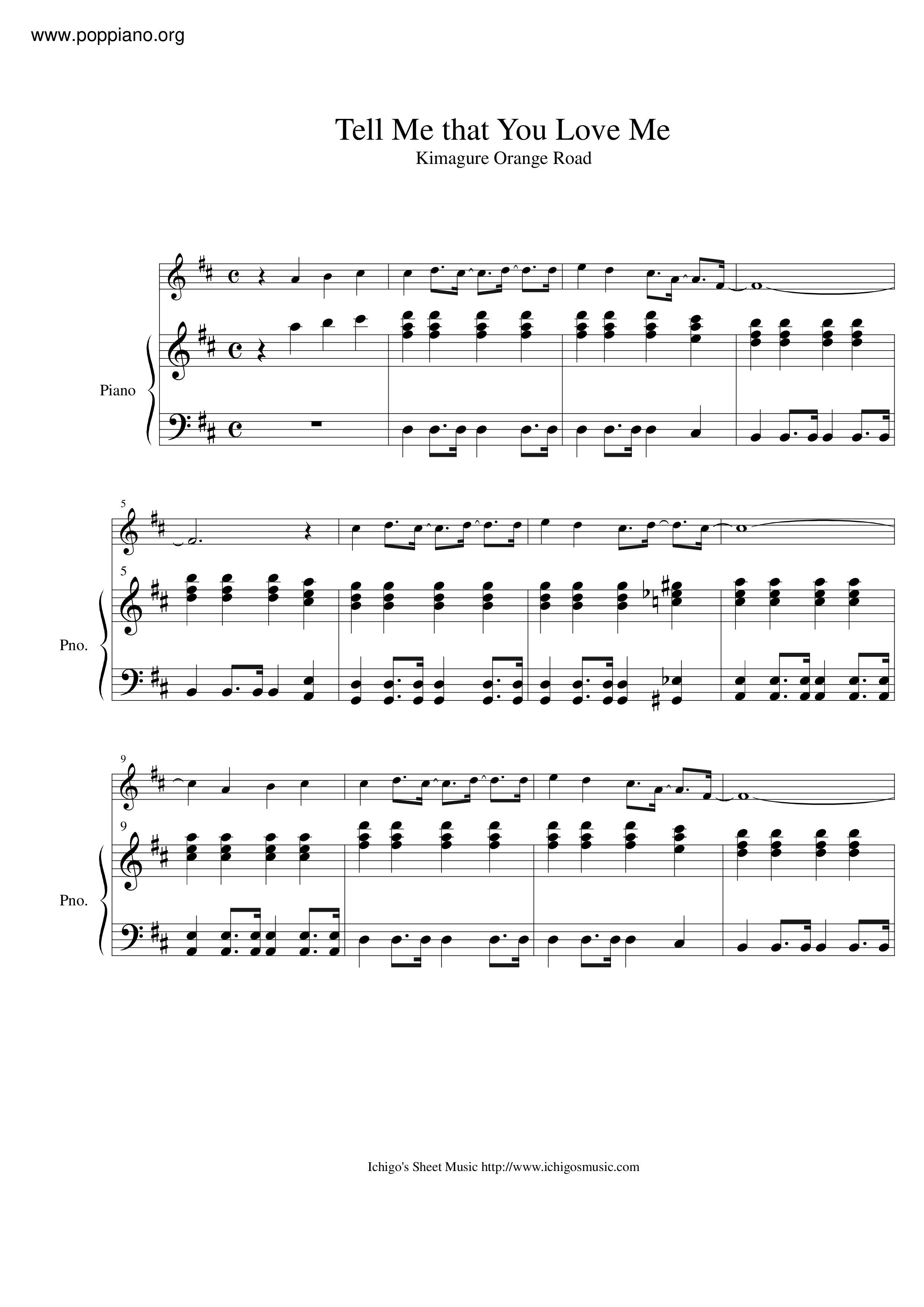 Tell me that you love me piano sheet music