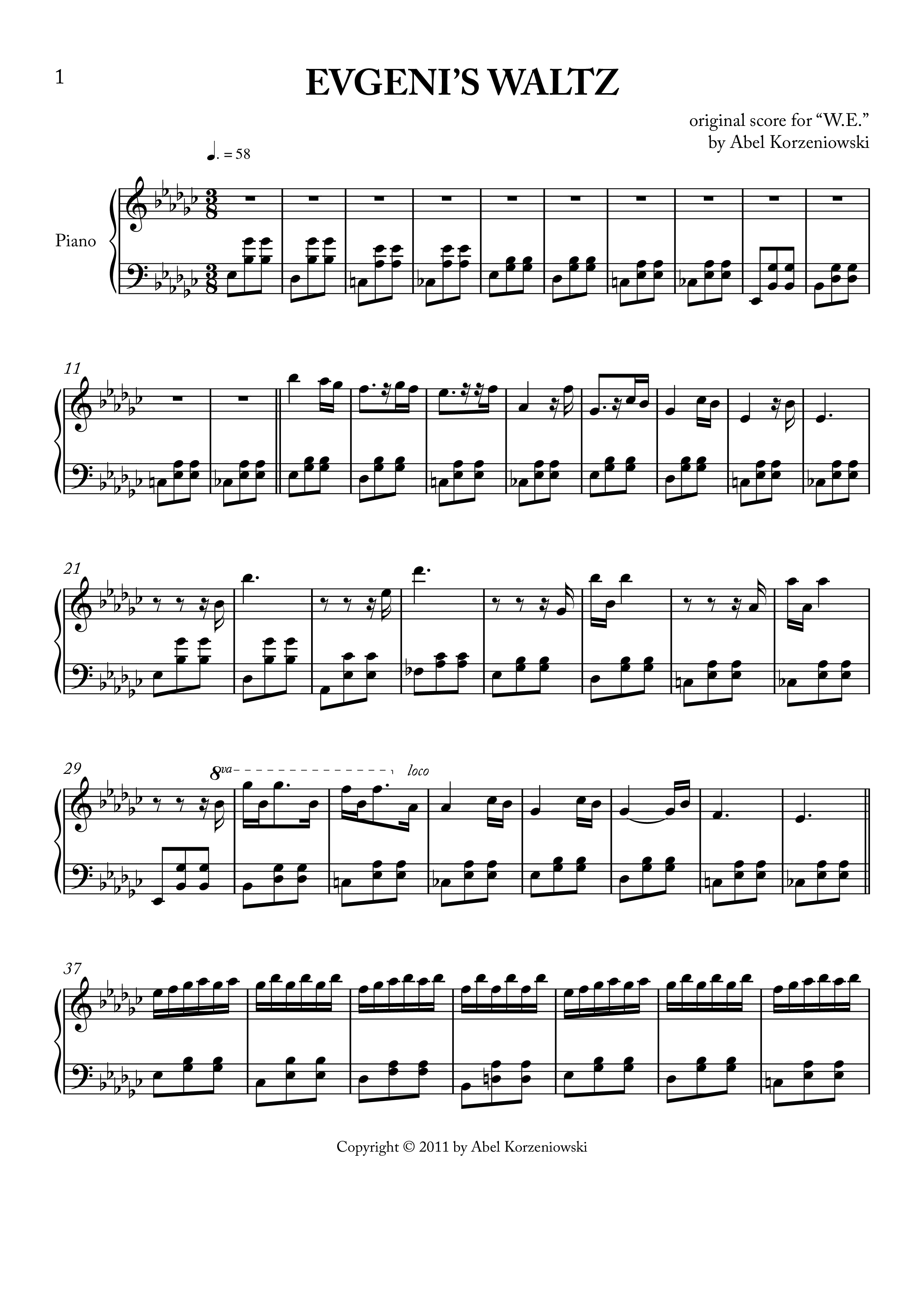 Evgeni's Waltzピアノ譜