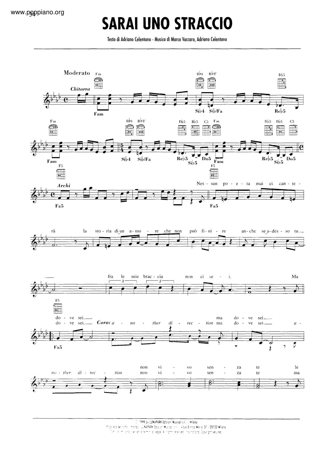 Sarai Uno Straccio Score