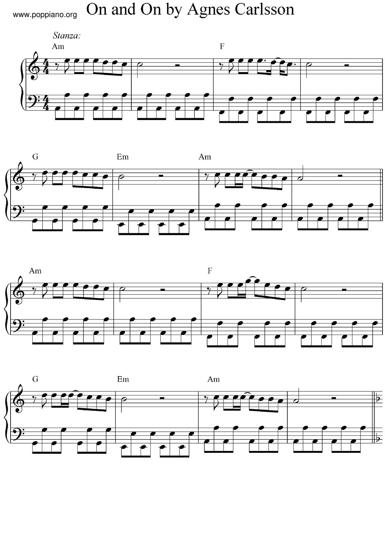 On And On Score