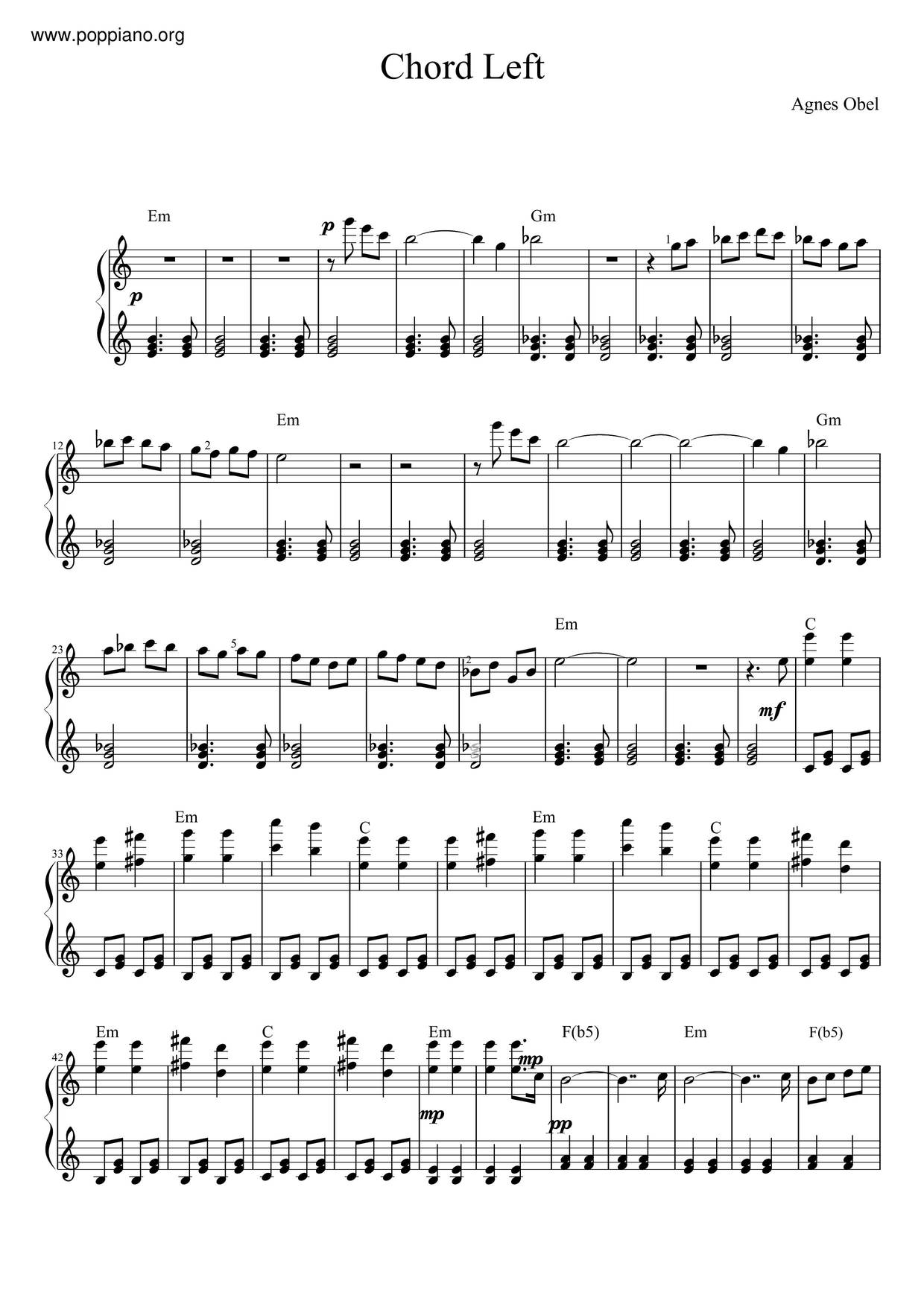 Chord Left琴谱
