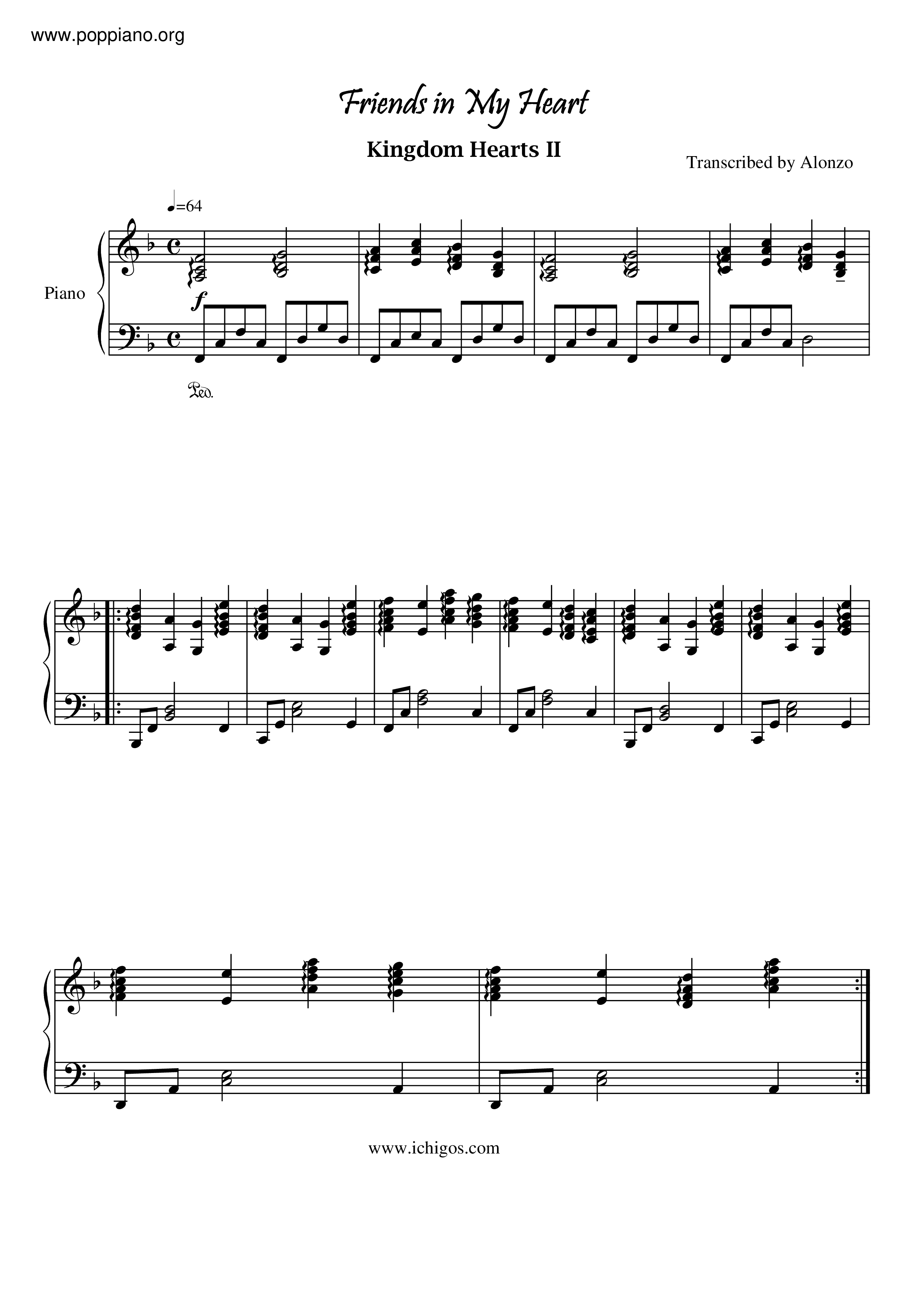 Friends In My Heart Score