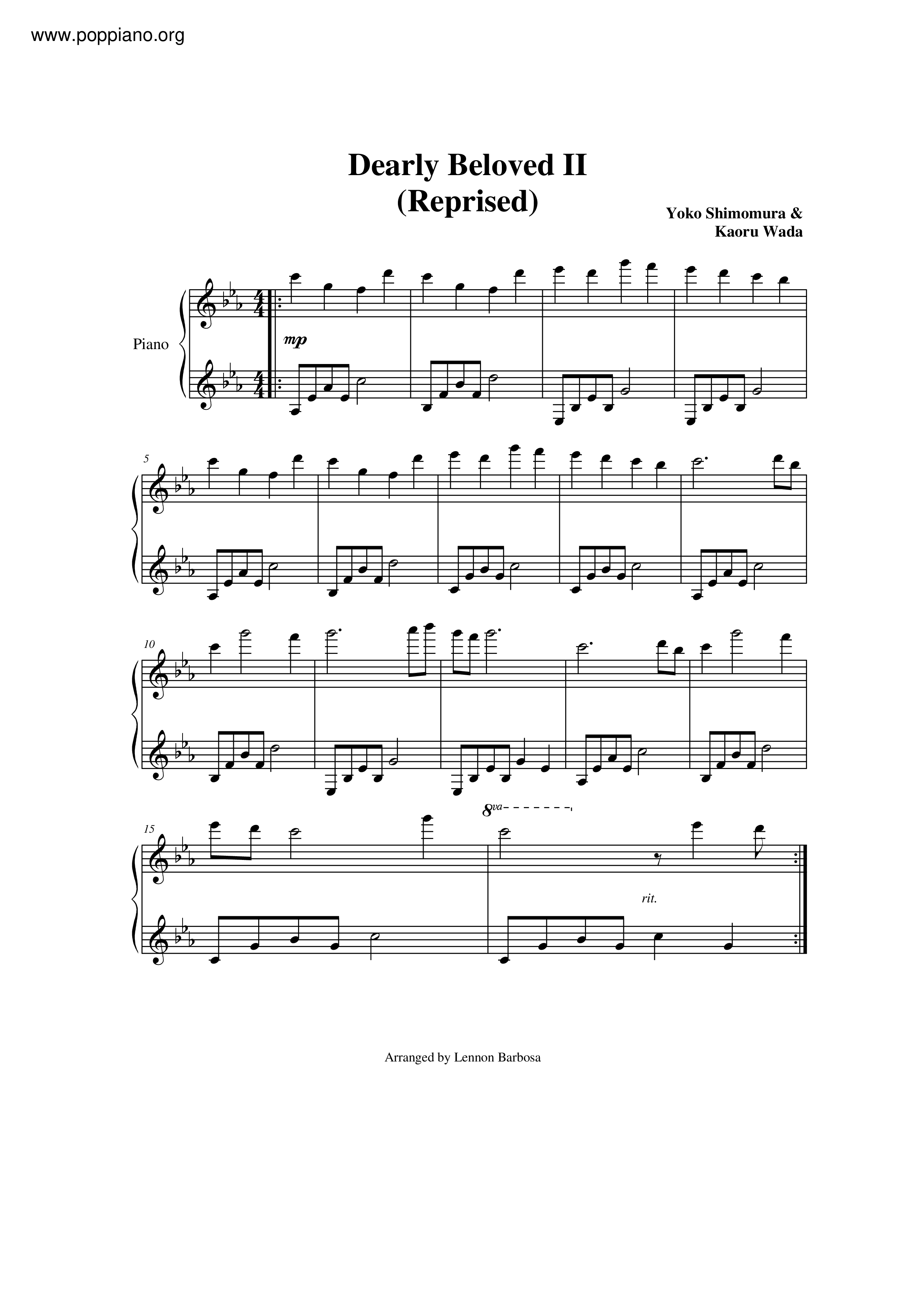 Dearly Beloved II Score