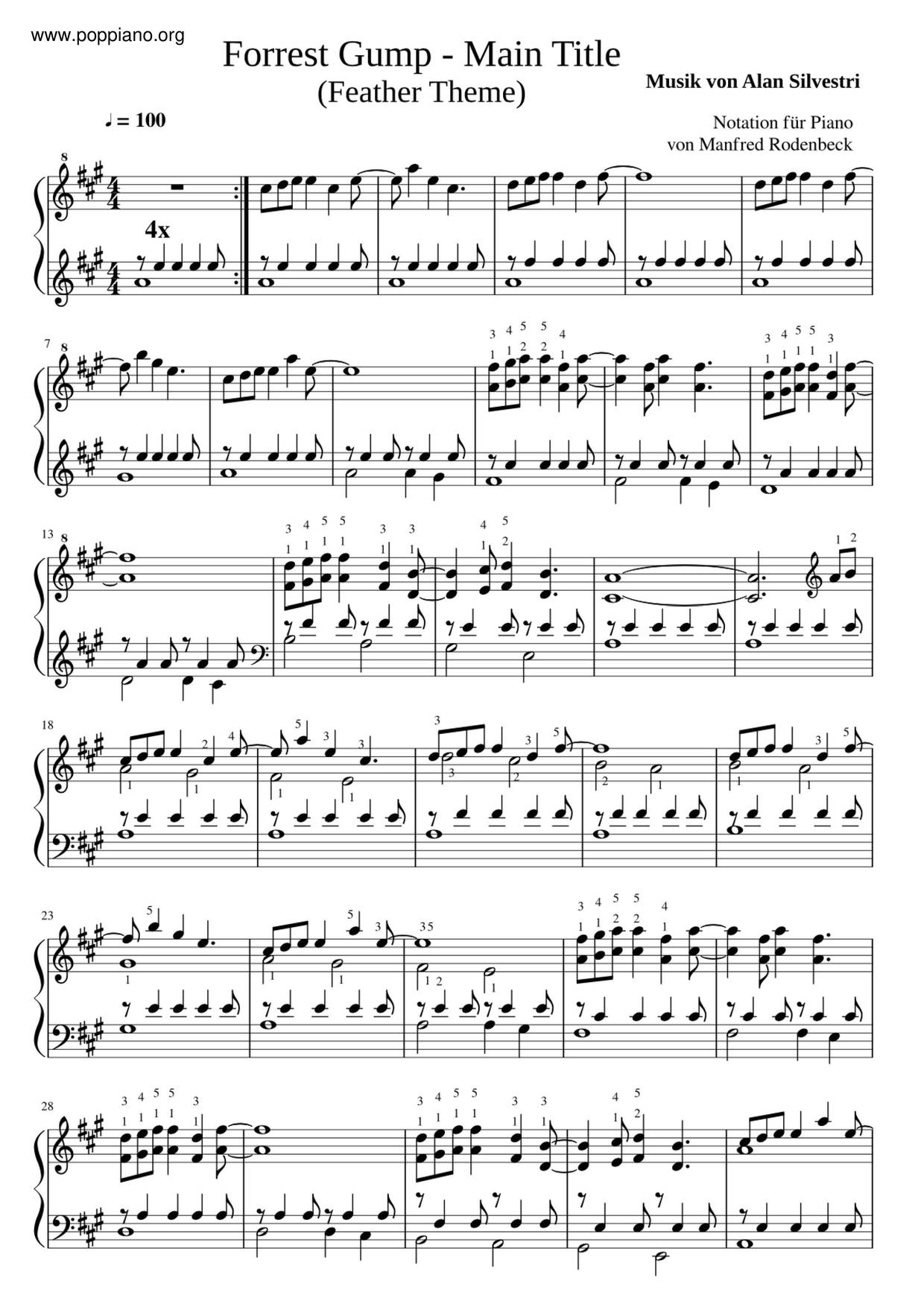 Forrest Gump Theme Song Score