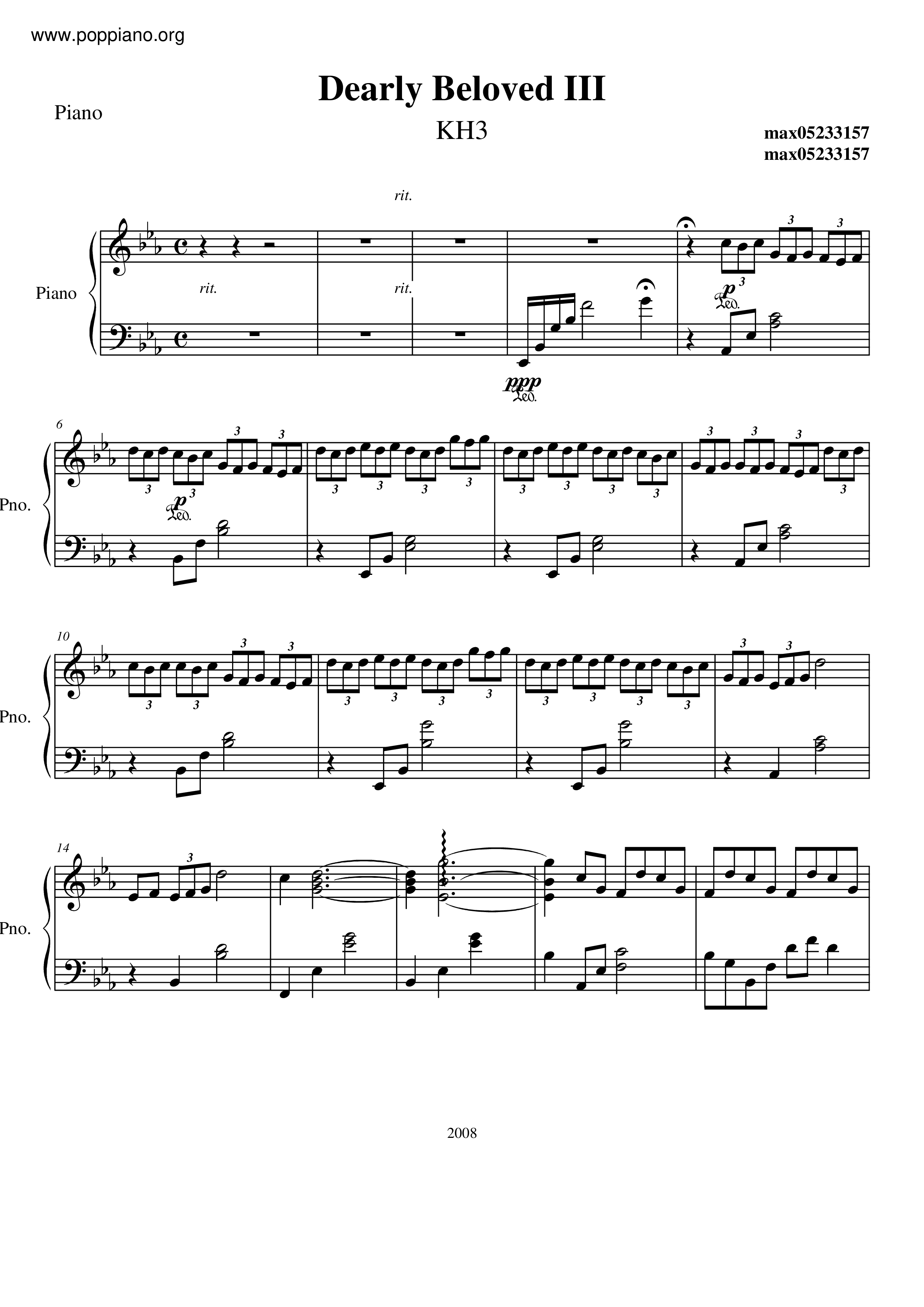 Dearly Beloved III Score