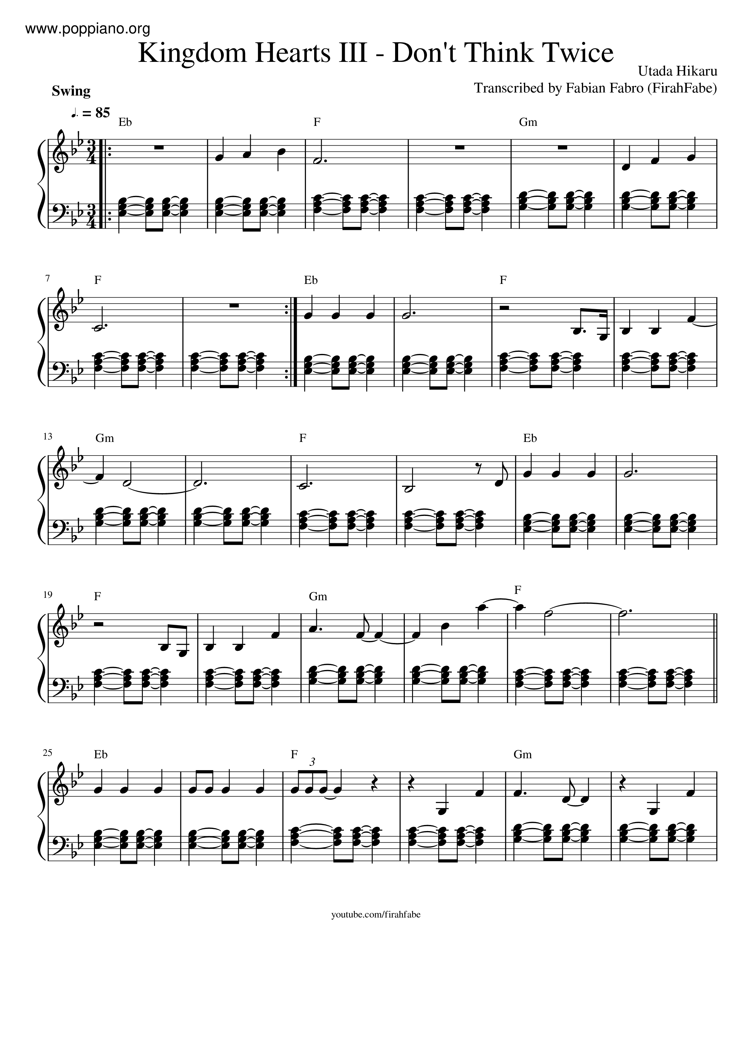 Don't Think Twice Score